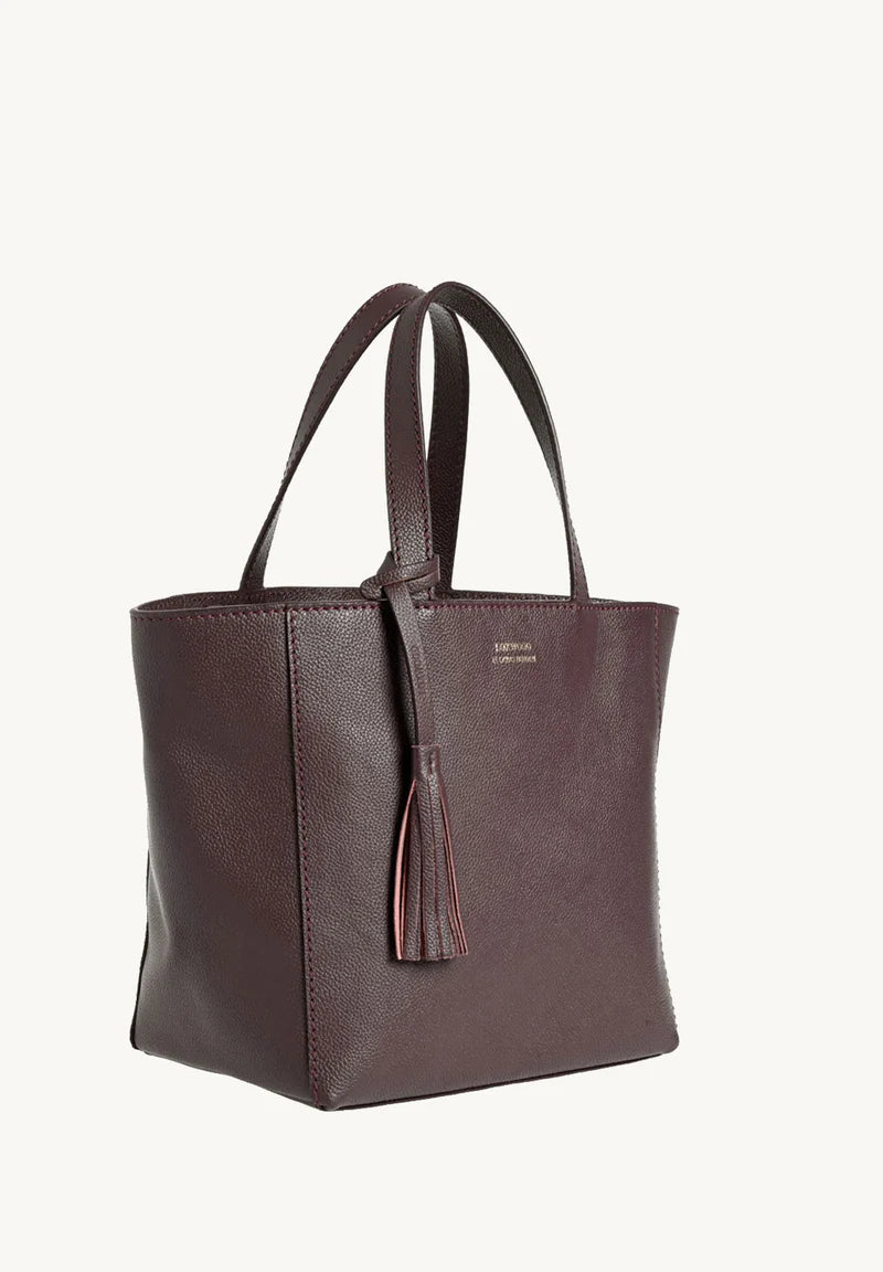 Petit Cabas parisien Loxwood en cuir grainé - Aubergine-SAC FEMME-Curling-Paris