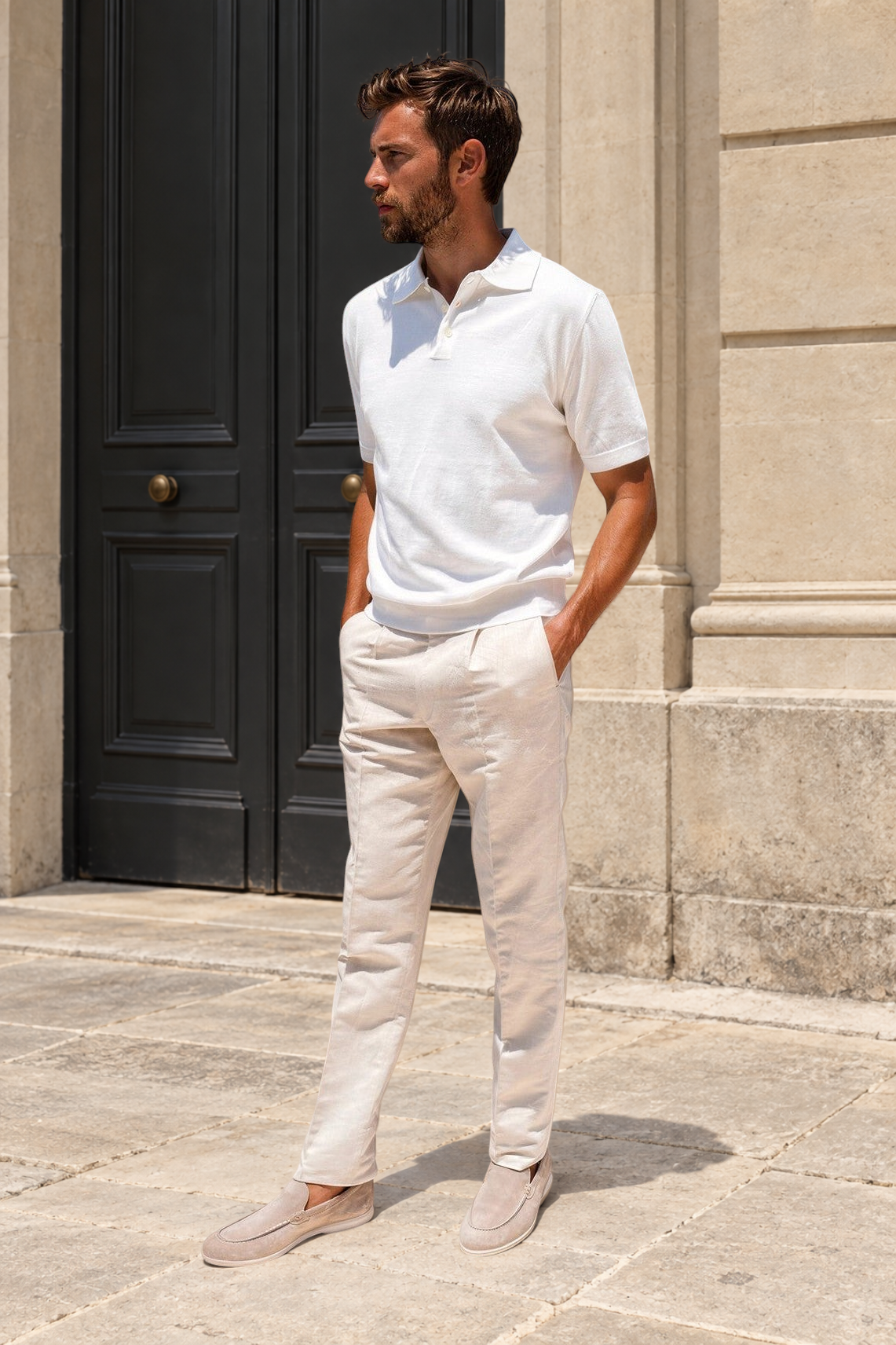 Polo Gabriel en maille de coton - Ecru-POLO HOMME-Curling-Paris
