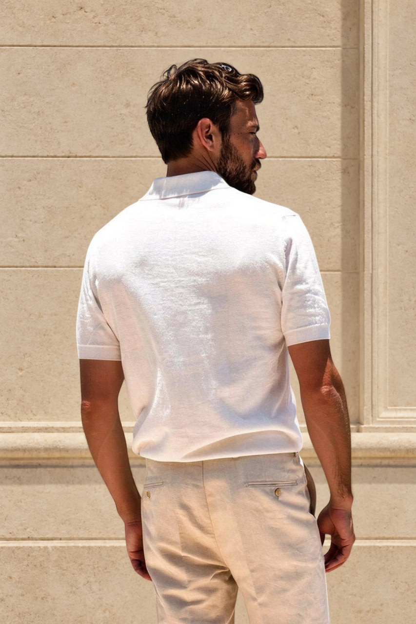 Polo Gabriel en maille de coton - Ecru-POLO HOMME-Curling-Paris