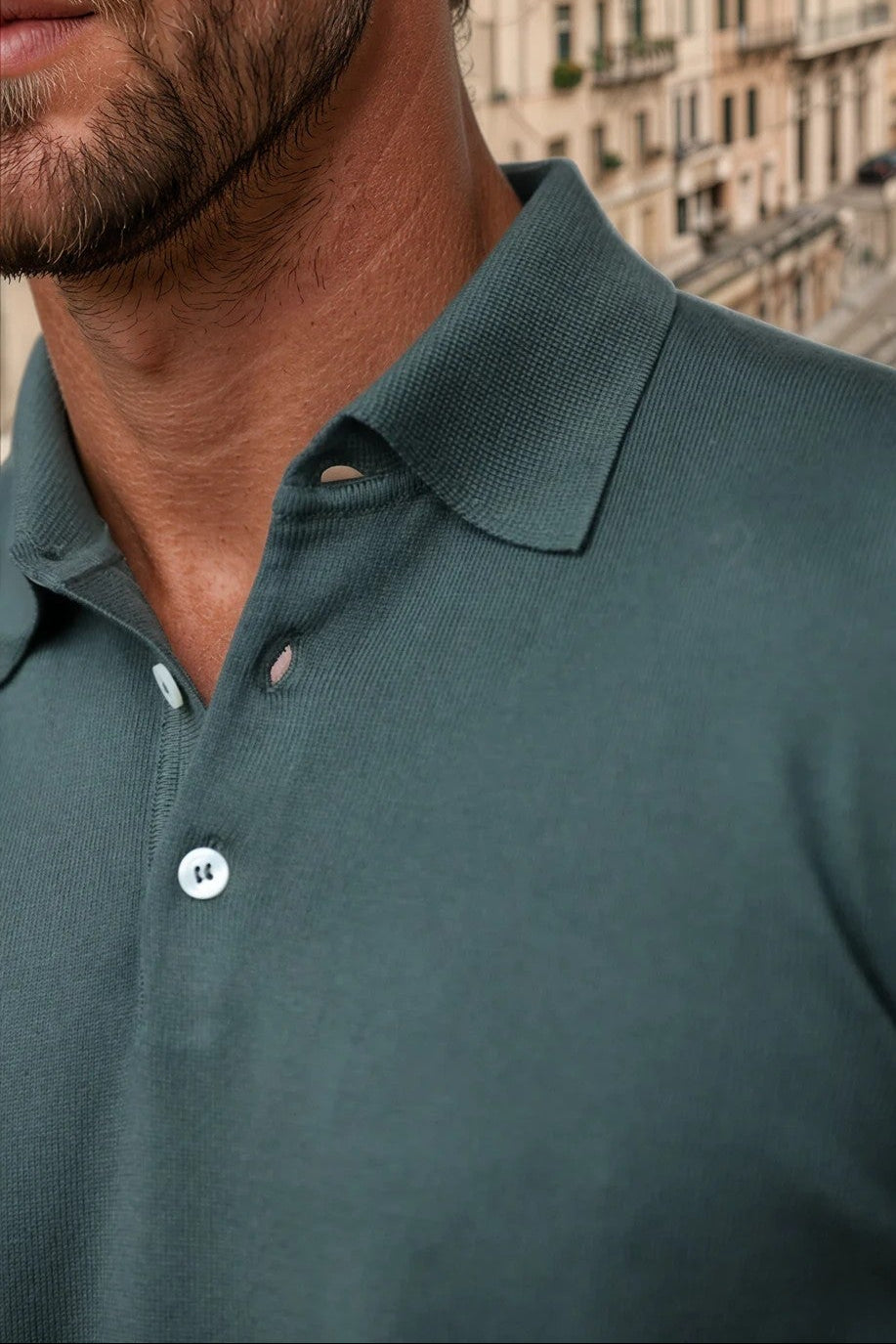 Polo Gabriel en maille de coton - Kaki-POLO HOMME-Curling-Paris