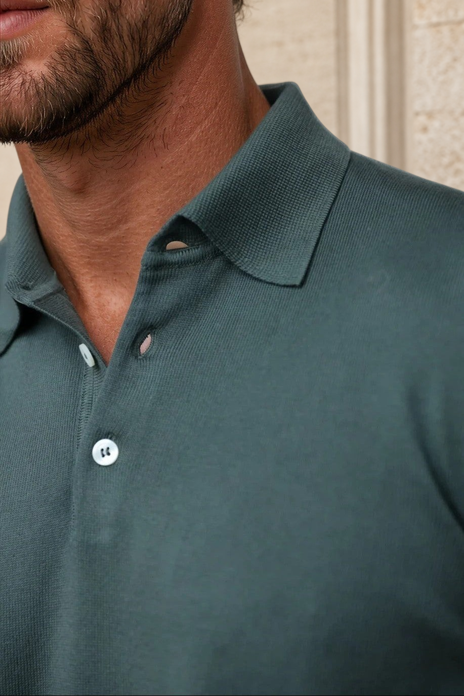 Polo Gabriel en maille de coton - Kaki-POLO HOMME-Curling-Paris