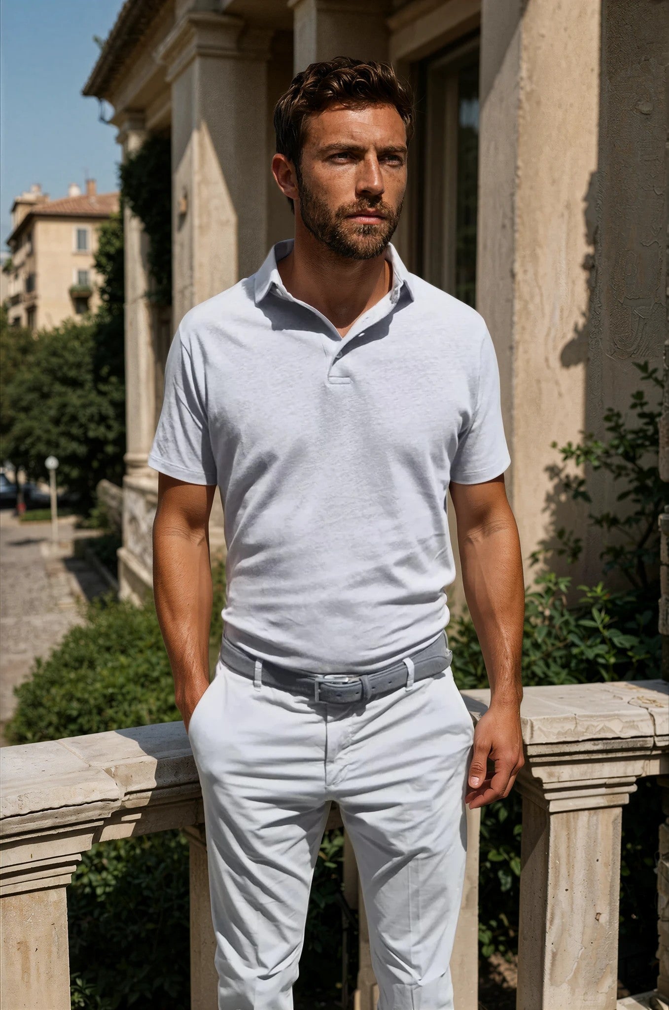 Polo Jack en coton & lin - Gris Acier-POLO HOMME-Curling-Paris