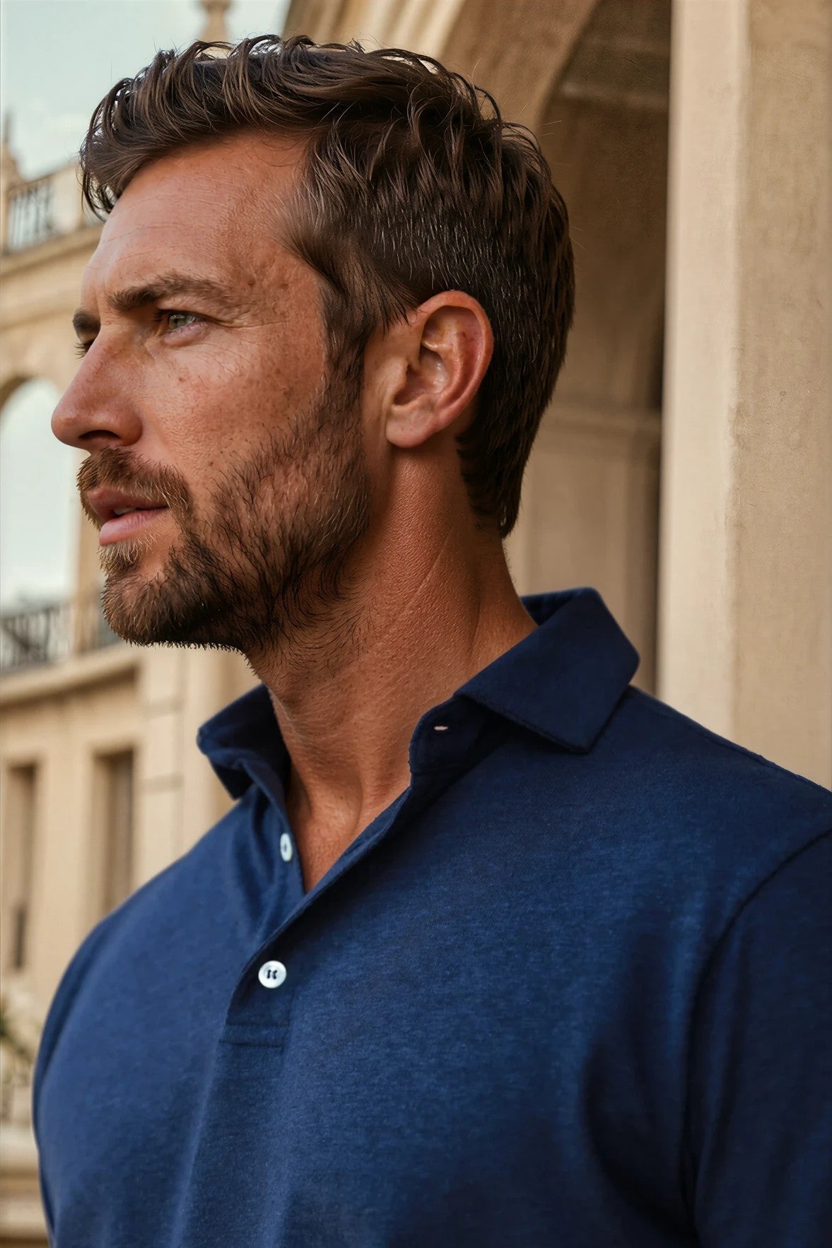 Polo Jack en coton & lin - Marine-POLO HOMME-Curling-Paris
