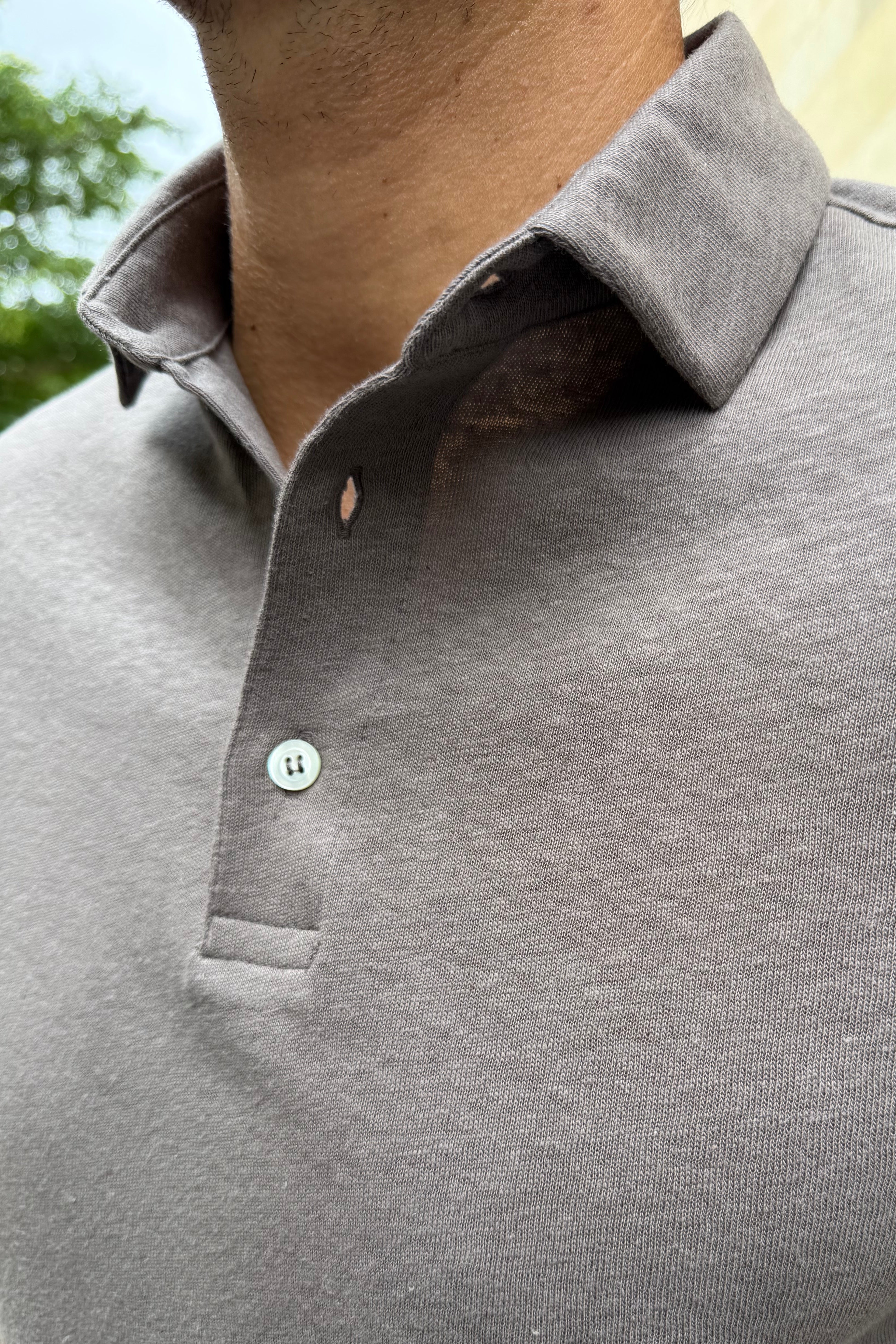 Polo Jack en coton & lin - Taupe-POLO HOMME-Curling-Paris