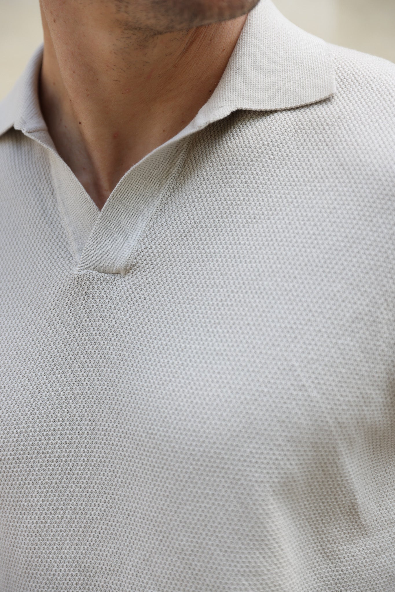 Polo Orso en piqué de coton - Beige-POLO HOMME-Curling-Paris