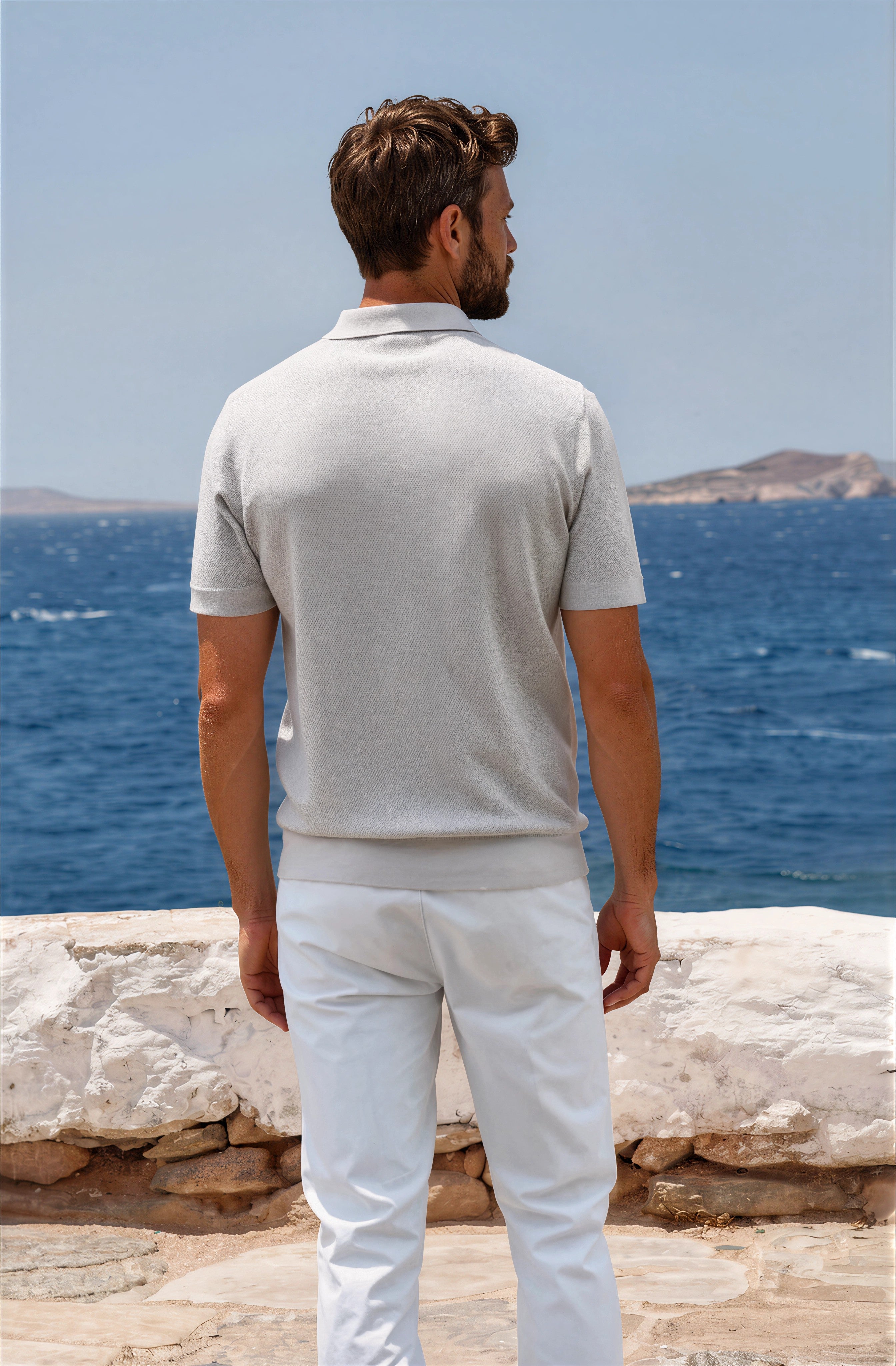 Polo Orso en piqué de coton - Beige-POLO HOMME-Curling-Paris