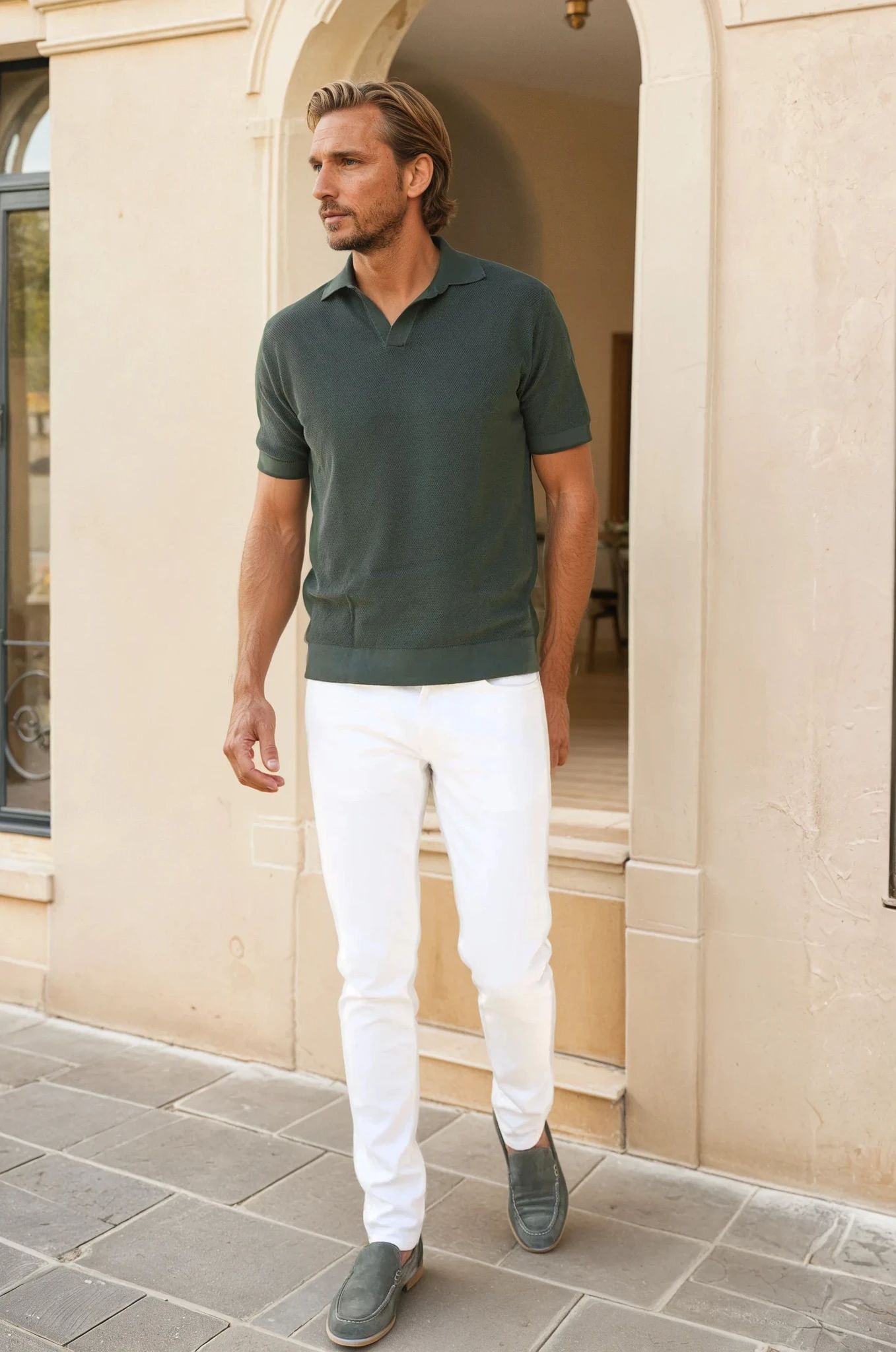 Polo Orso en piqué de coton - Kaki-POLO HOMME-Curling-Paris