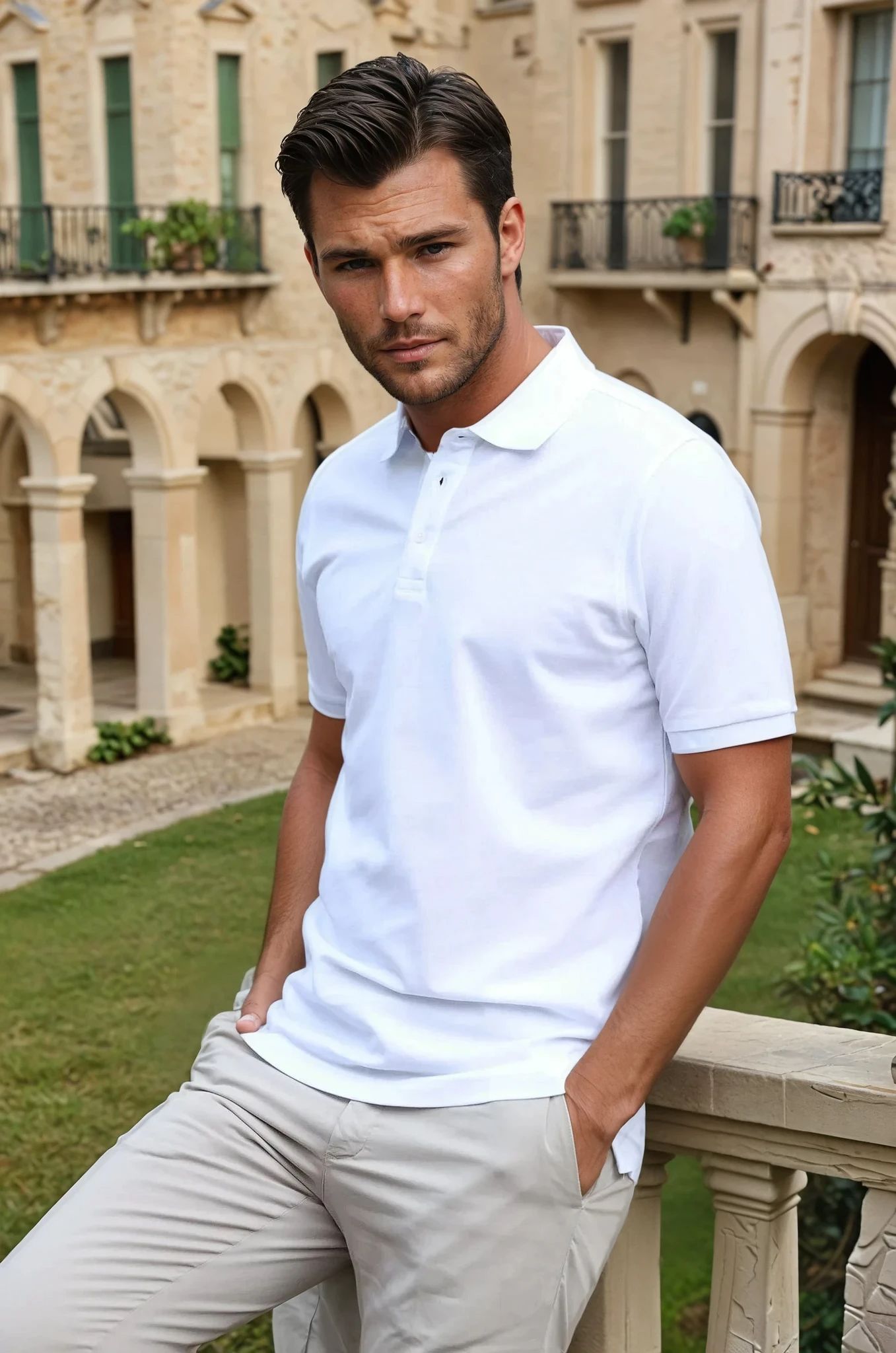Polo homme Rogue en piqué de coton mercerisé - Blanc-POLO HOMME-Curling-Paris