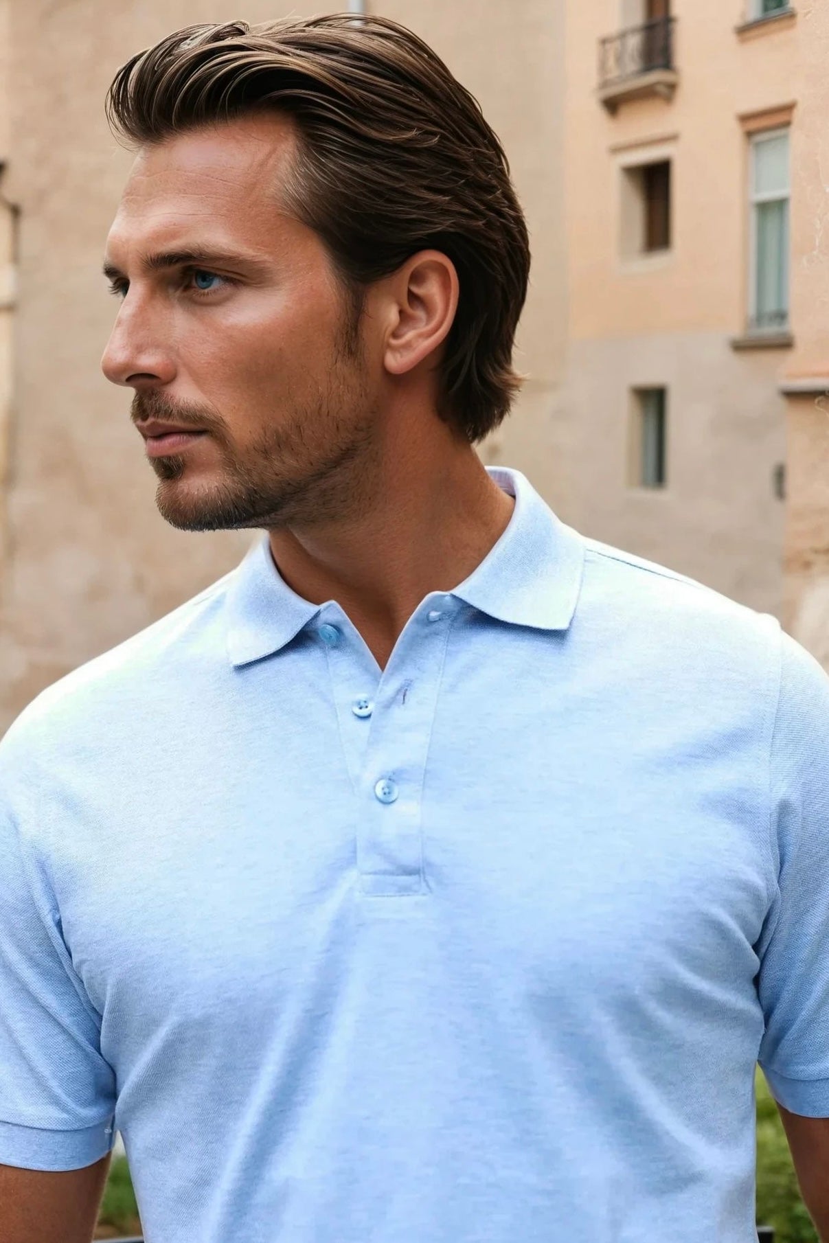 Polo homme Rogue en piqué de coton mercerisé - Ciel-POLO HOMME-Curling-Paris