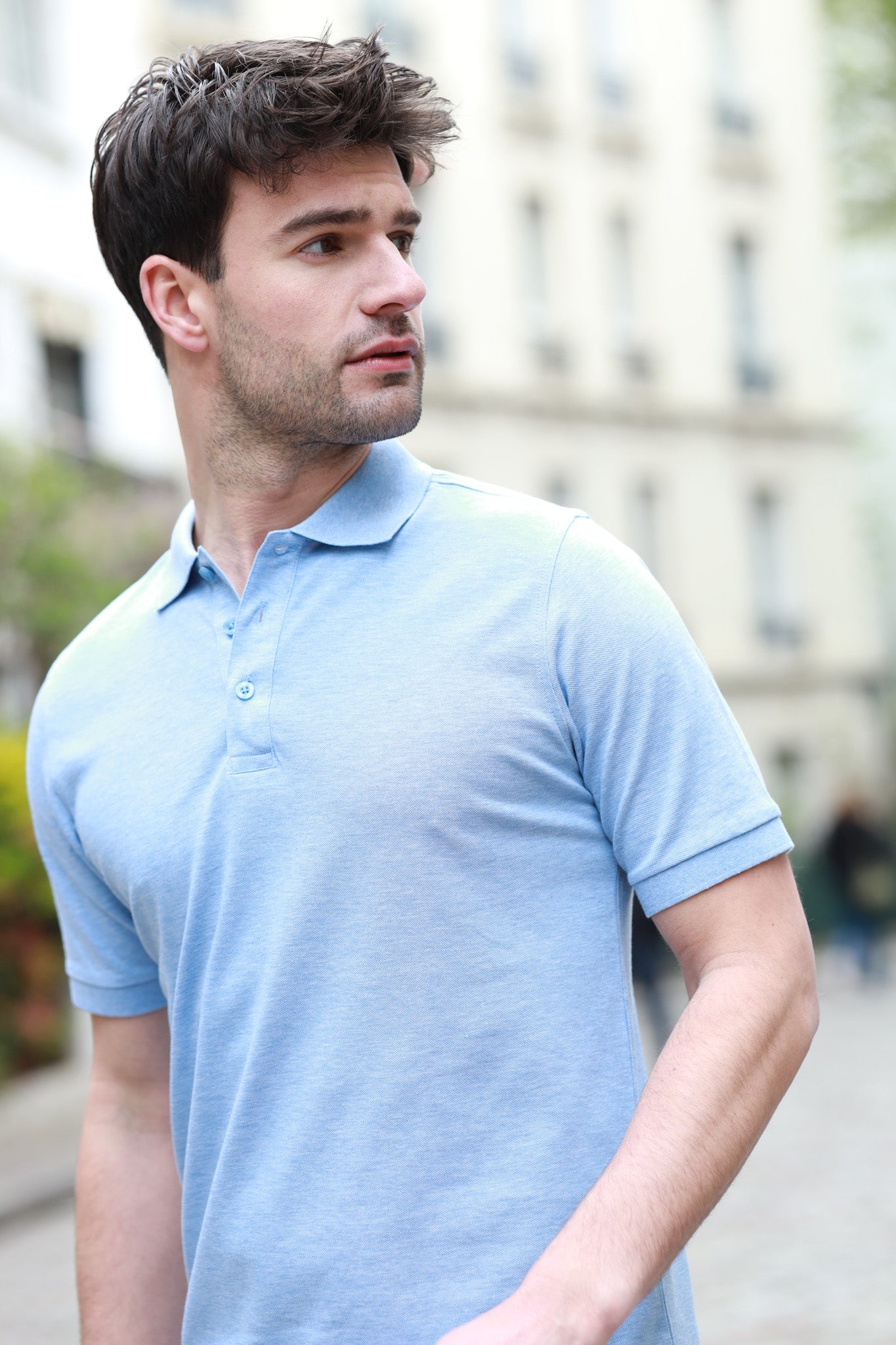 Polo homme Rogue en piqué de coton mercerisé - Ciel-POLO HOMME-Curling-Paris