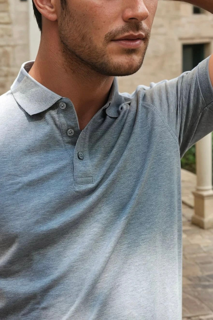 Polo homme Rogue en piqué de coton mercerisé - Gris-POLO HOMME-Curling-Paris