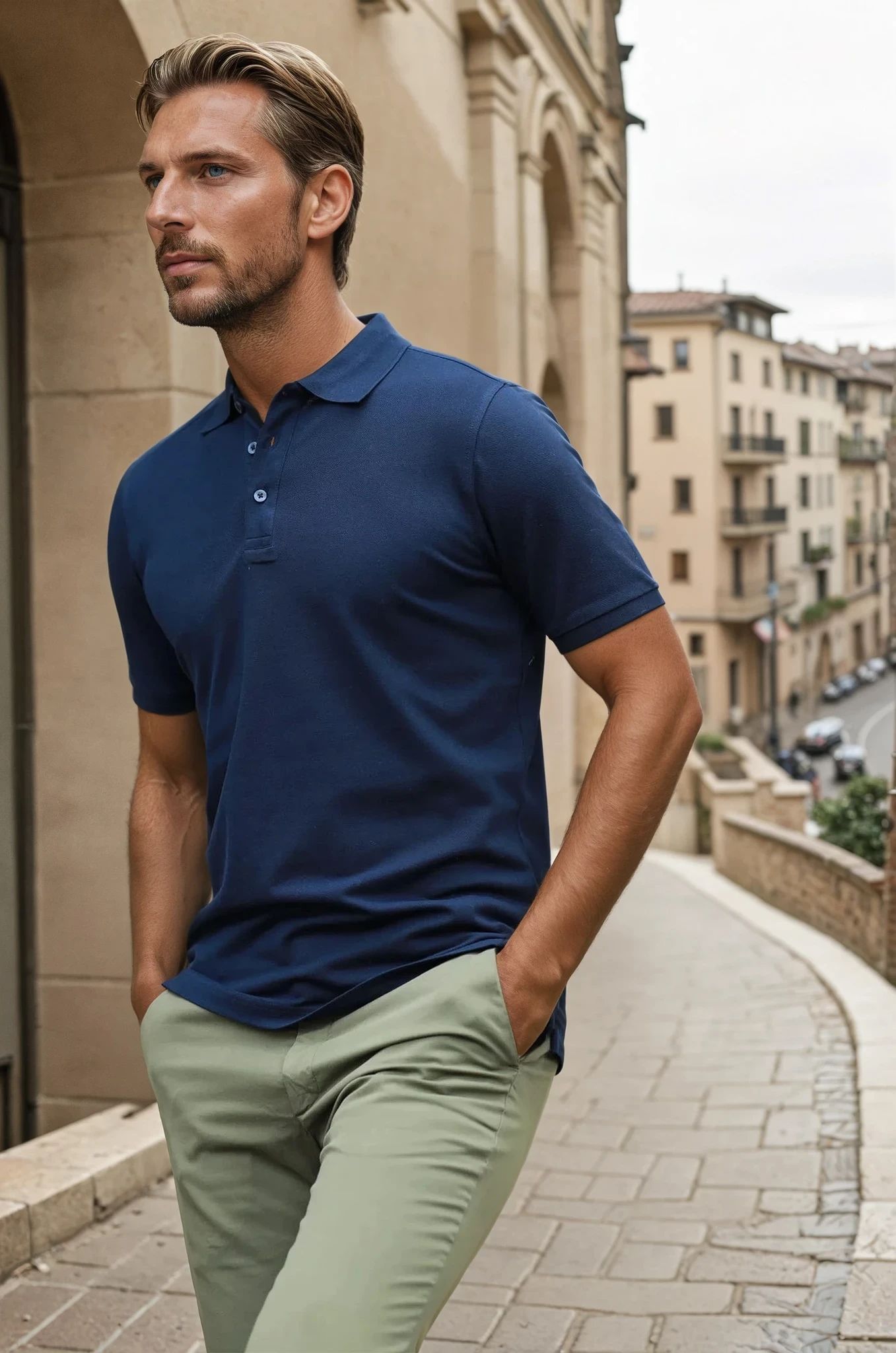 Polo homme Rogue en piqué de coton mercerisé - Marine-POLO HOMME-Curling-Paris