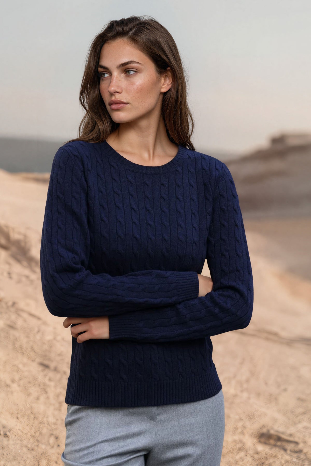 Pull Albie en laine mérinos et cachemire - Marine-PULL FEMME-Curling-Paris