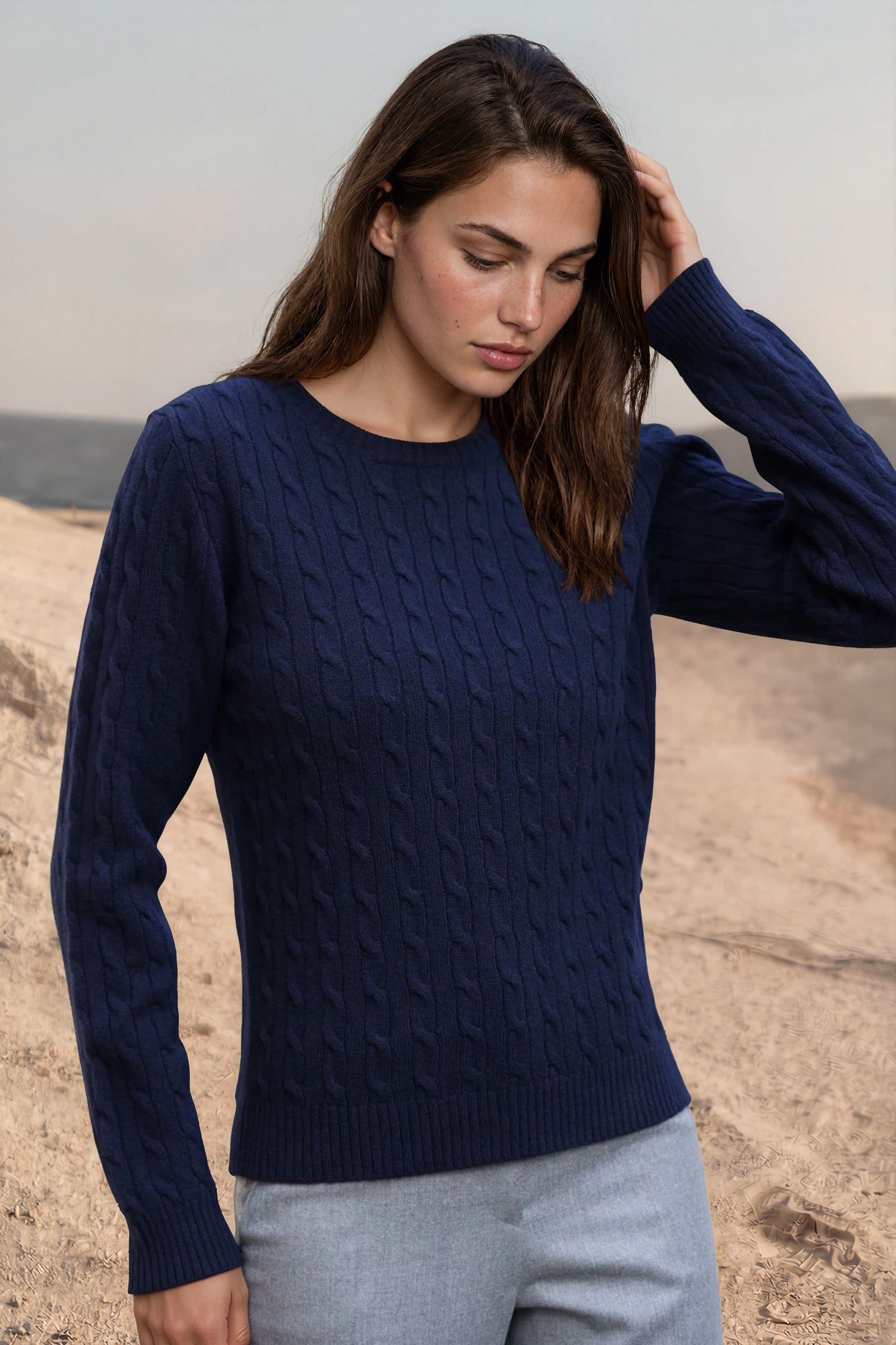 Pull Albie en laine mérinos et cachemire - Marine-PULL FEMME-Curling-Paris