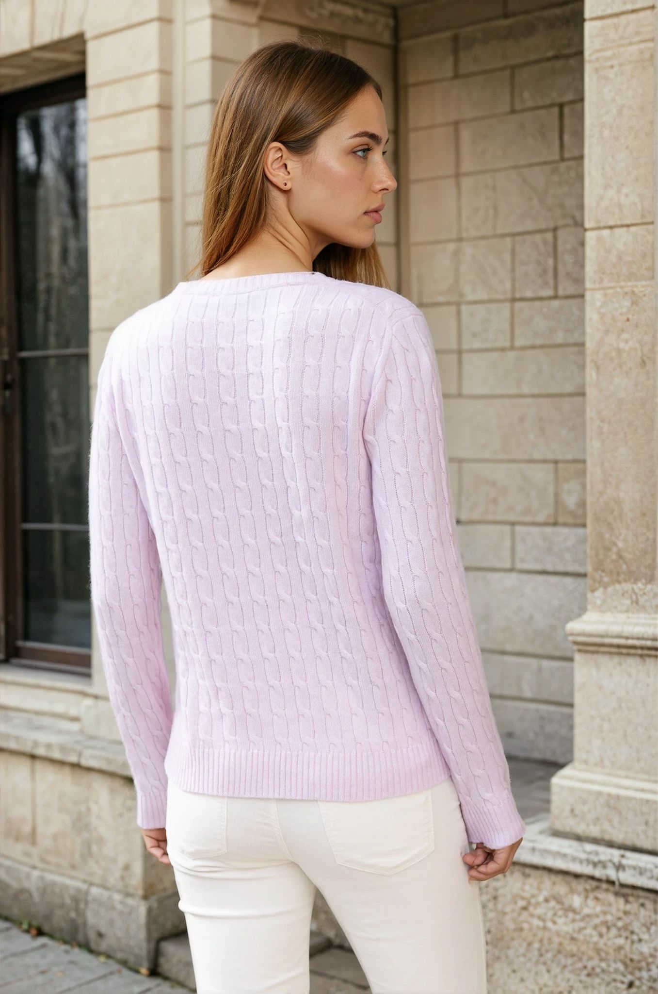 Pull Albie en laine mérinos et cachemire - Rose-PULL FEMME-Curling-Paris