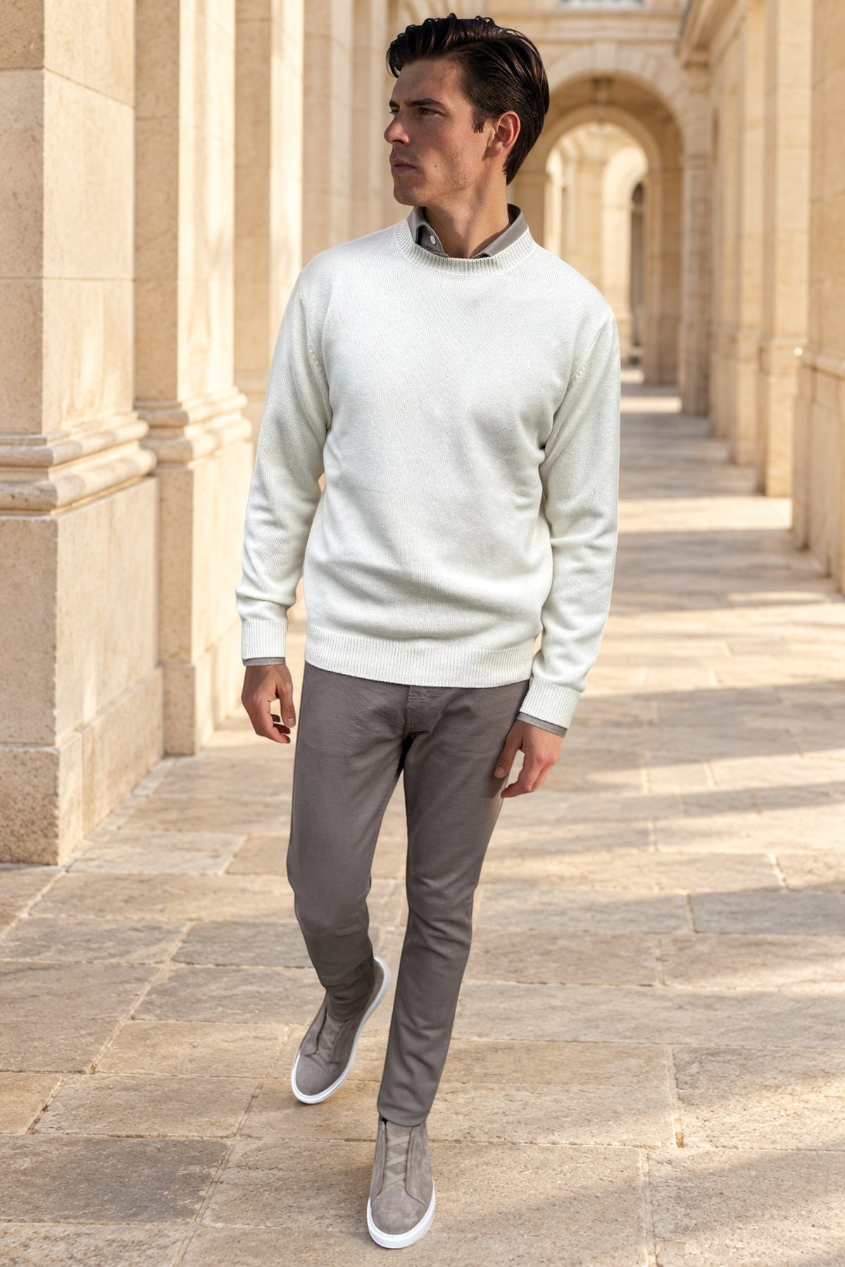 Pull Alfeo en laine & cachemire – Écru-PULL HOMME-Curling-Paris