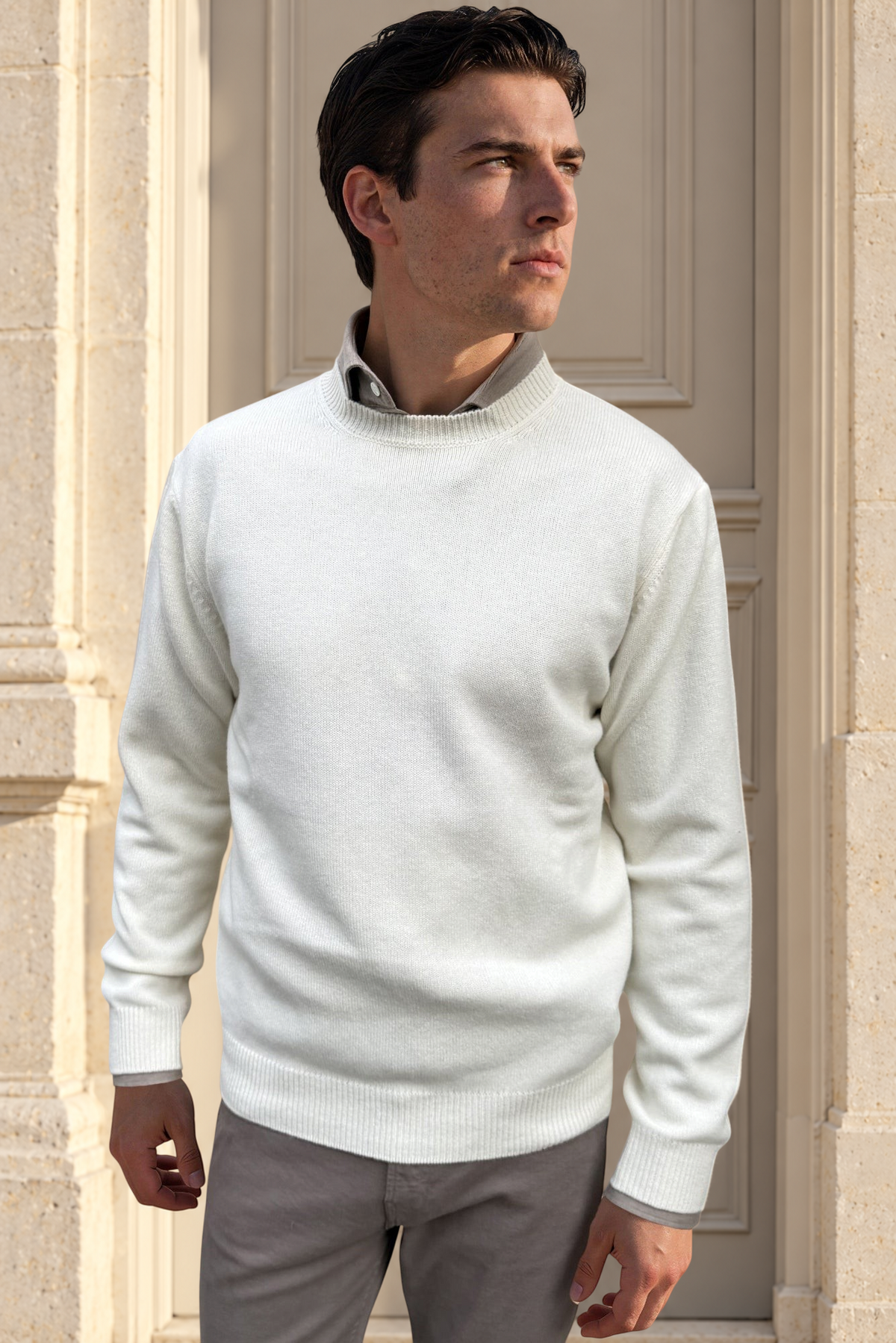 Pull Alfeo en laine & cachemire – Écru-PULL HOMME-Curling-Paris