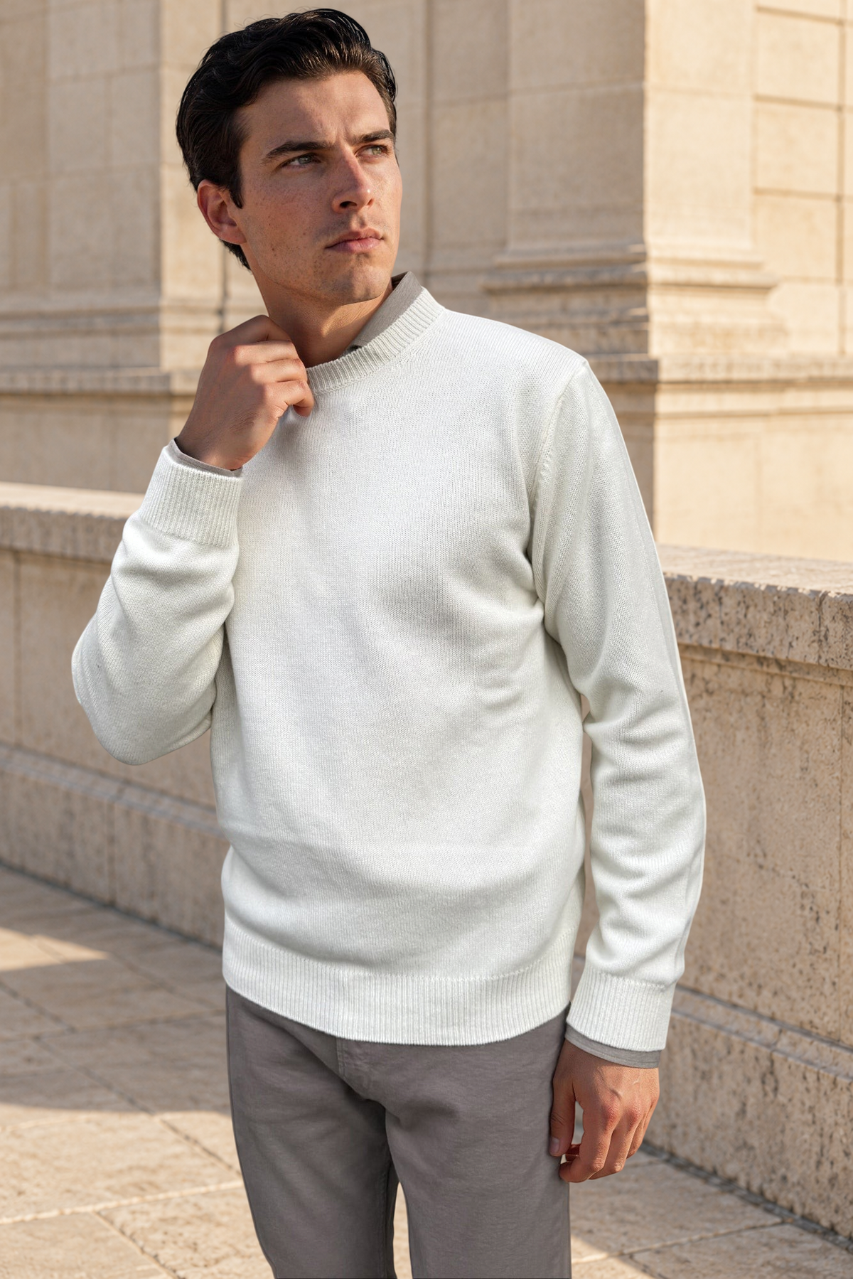 Pull Alfeo en laine & cachemire – Écru-PULL HOMME-Curling-Paris