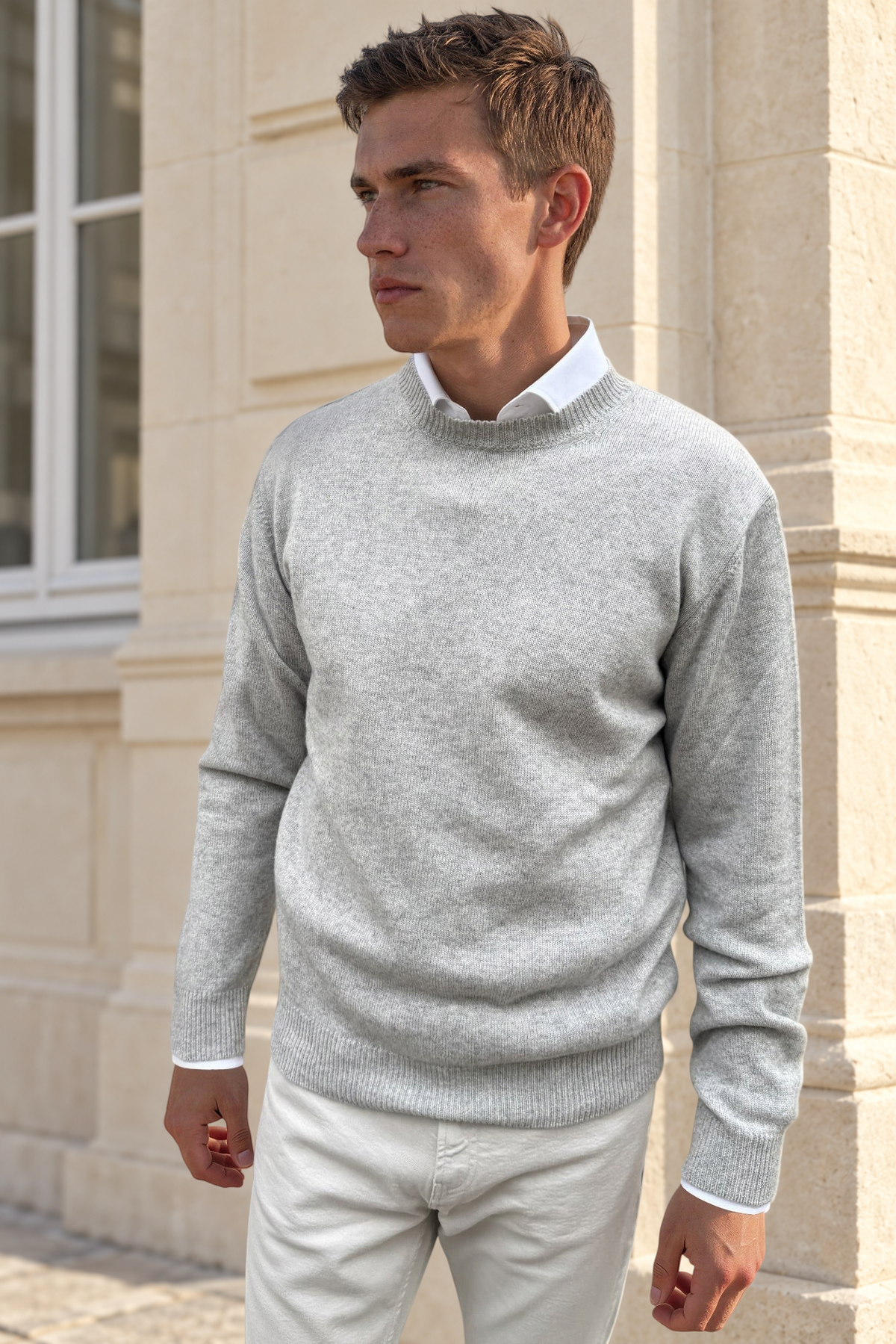 Pull Alfeo en laine & cachemire – Gris clair-PULL HOMME-Curling-Paris