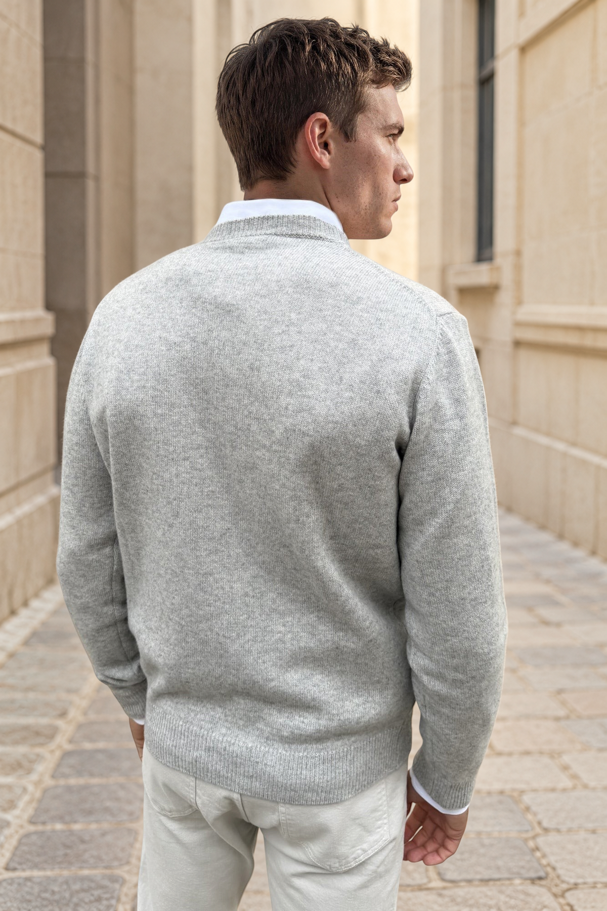 Pull Alfeo en laine & cachemire – Gris clair-PULL HOMME-Curling-Paris