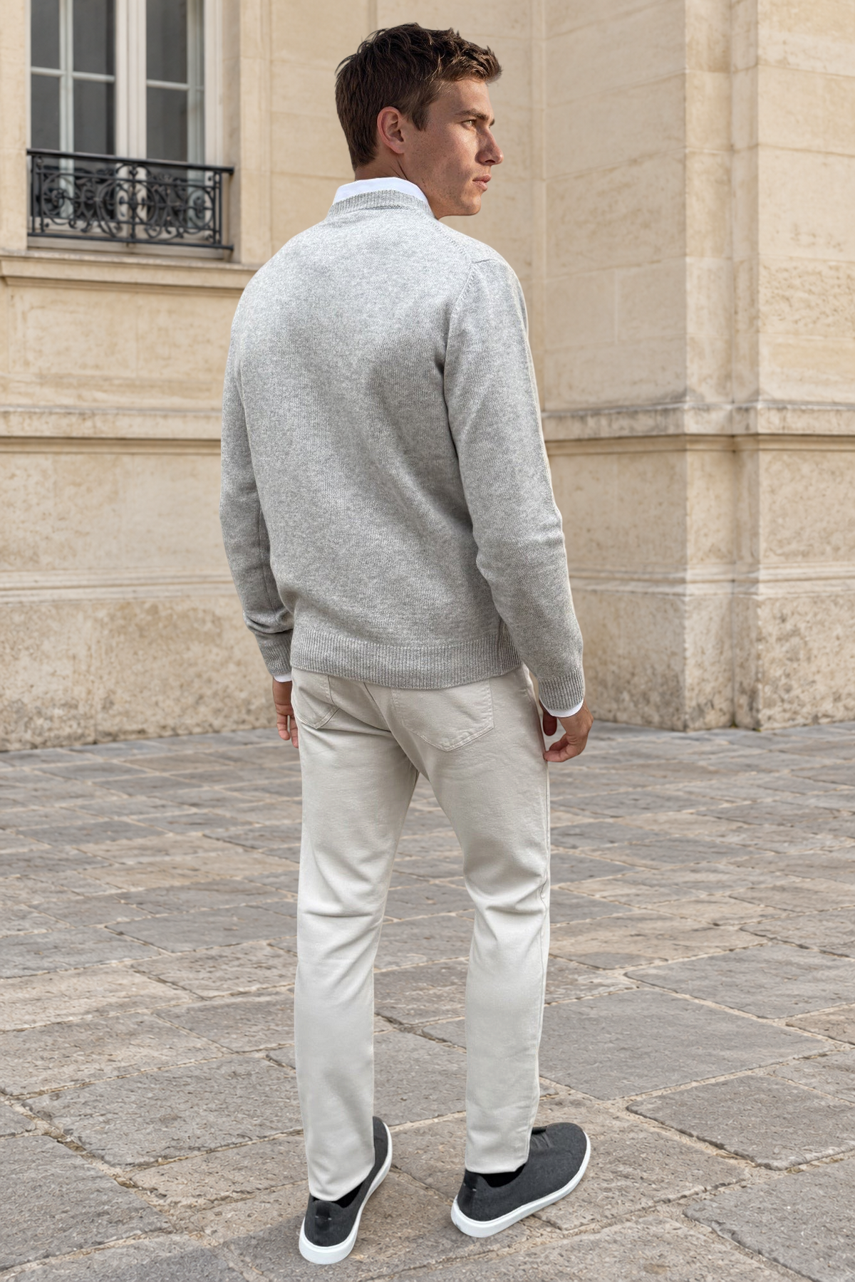 Pull Alfeo en laine & cachemire – Gris clair-PULL HOMME-Curling-Paris