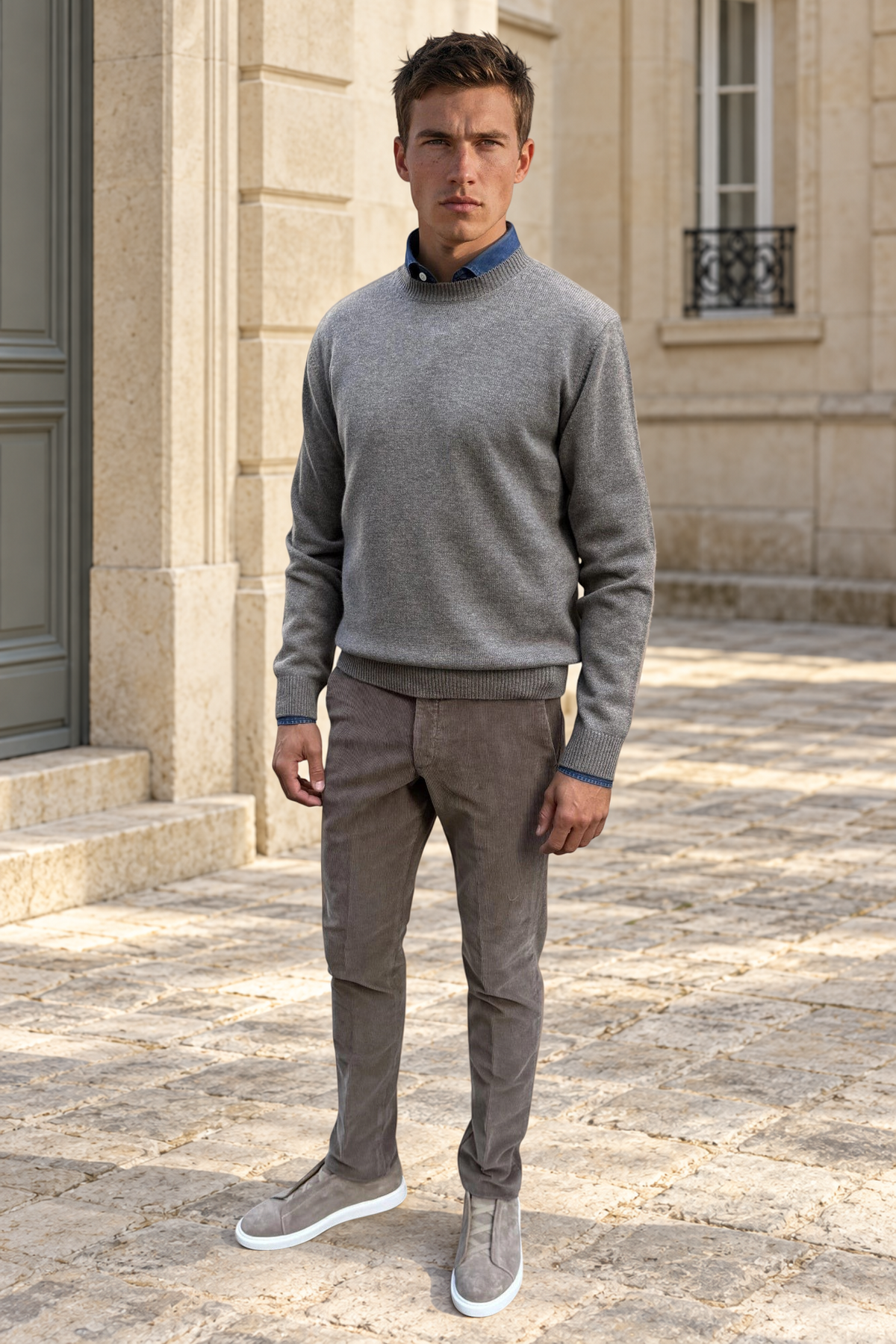 Pull Alfeo en laine & cachemire – Taupe-PULL HOMME-Curling-Paris