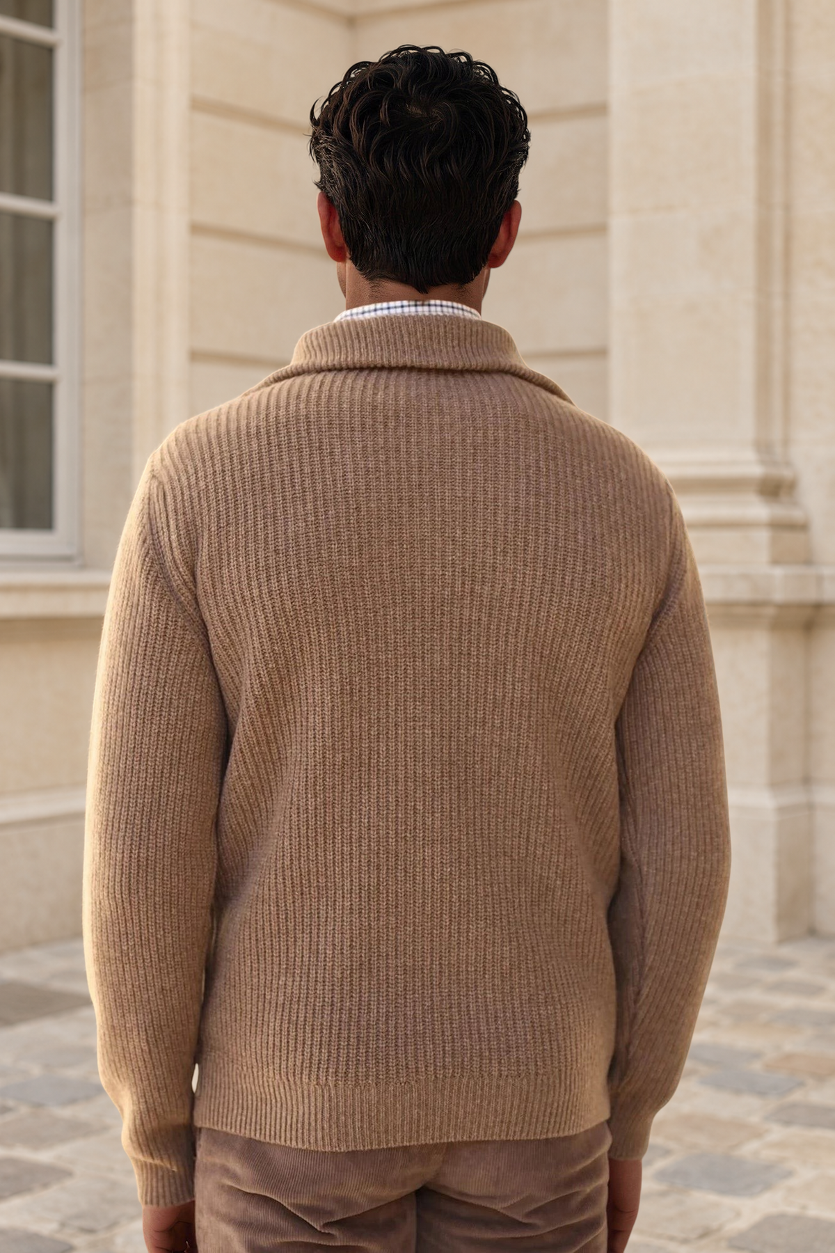 Pull Alonzo col zippé 100% laine - Marron Glacé-PULL HOMME-Curling-Paris