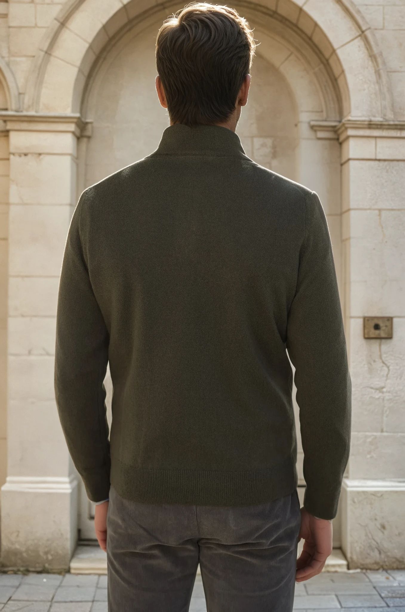 Pull Amar col zippé 100% cachemire - Kaki-PULL HOMME-Curling-Paris