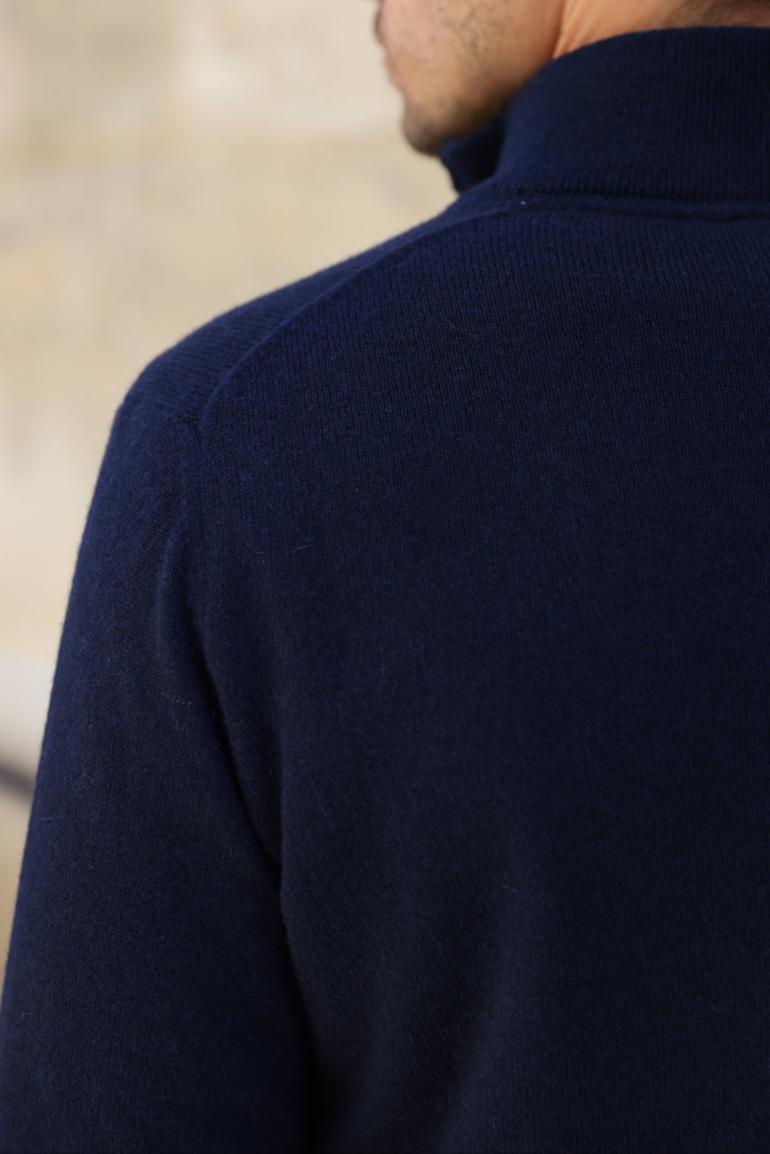 Pull Amar col zippé 100% cachemire - Marine-PULL HOMME-Curling-Paris