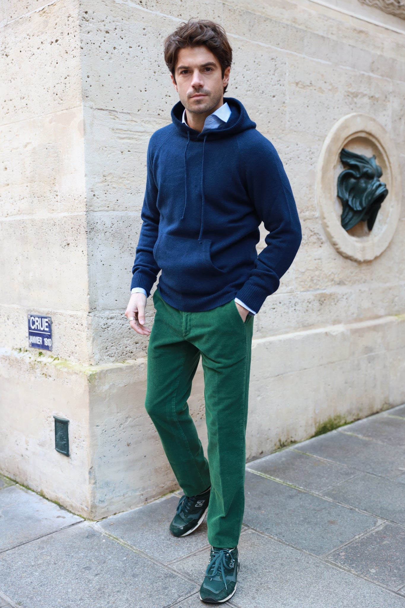 Pull Clement à capuche en laine & cachemire - Marine-PULL HOMME-Curling-Paris