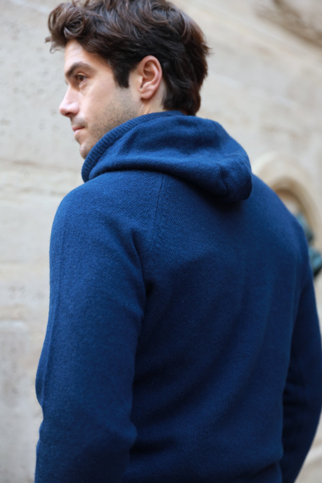 Pull Clement à capuche en laine & cachemire - Marine-PULL HOMME-Curling-Paris
