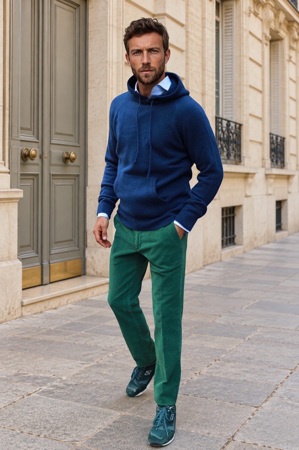 Pull Clement à capuche en laine & cachemire - Marine-PULL HOMME-Curling-Paris