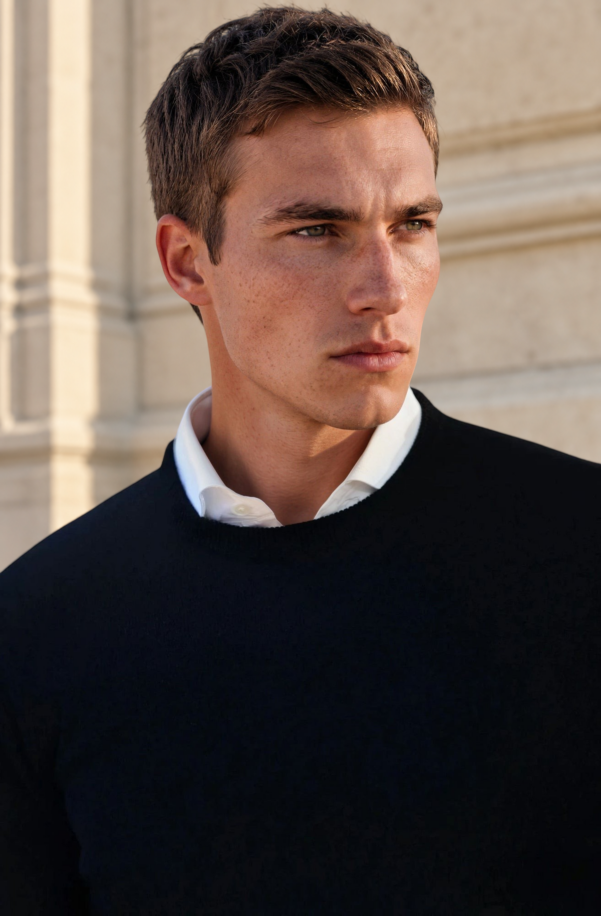 Pull Col Rond Ronan en Cachemire - Noir-PULL HOMME-Curling-Paris