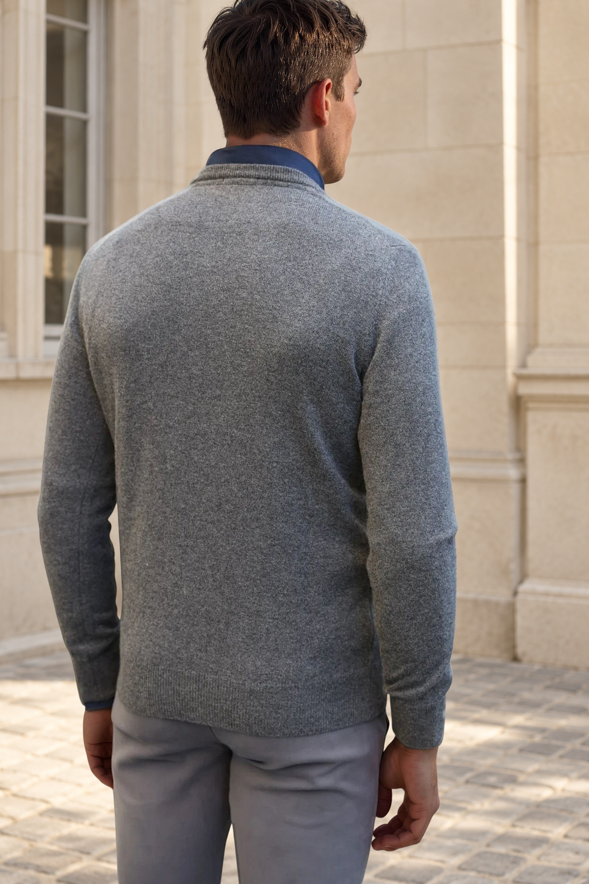 Pull Elijah col V 100% cachemire - Anthracite-PULL HOMME-Curling-Paris