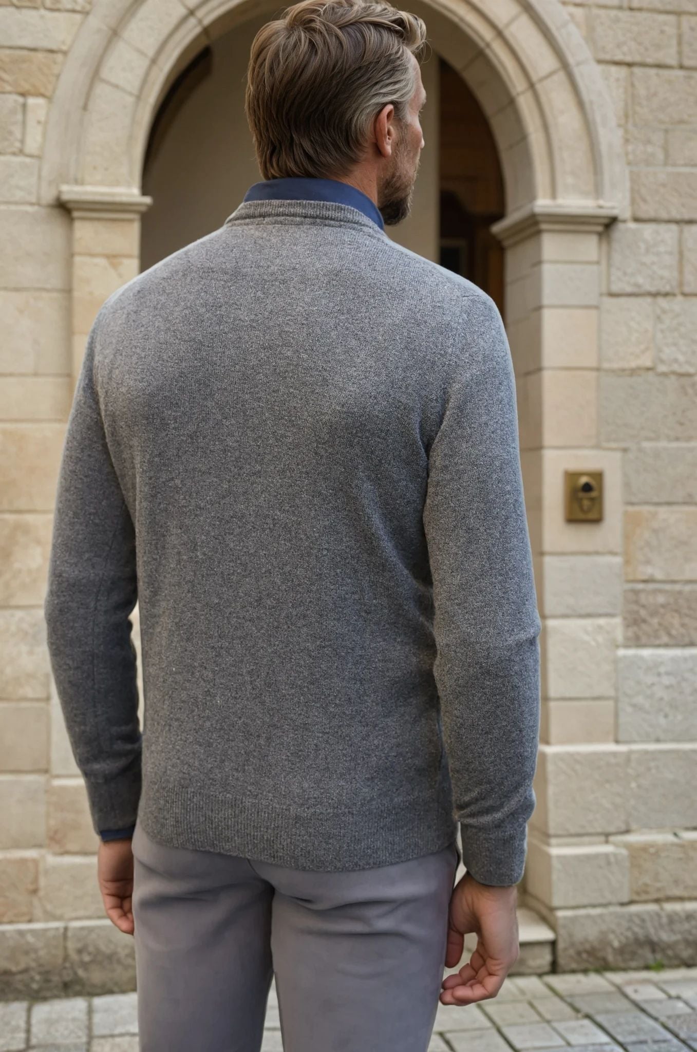 Pull Elijah col V 100% cachemire - Anthracite-PULL HOMME-Curling-Paris