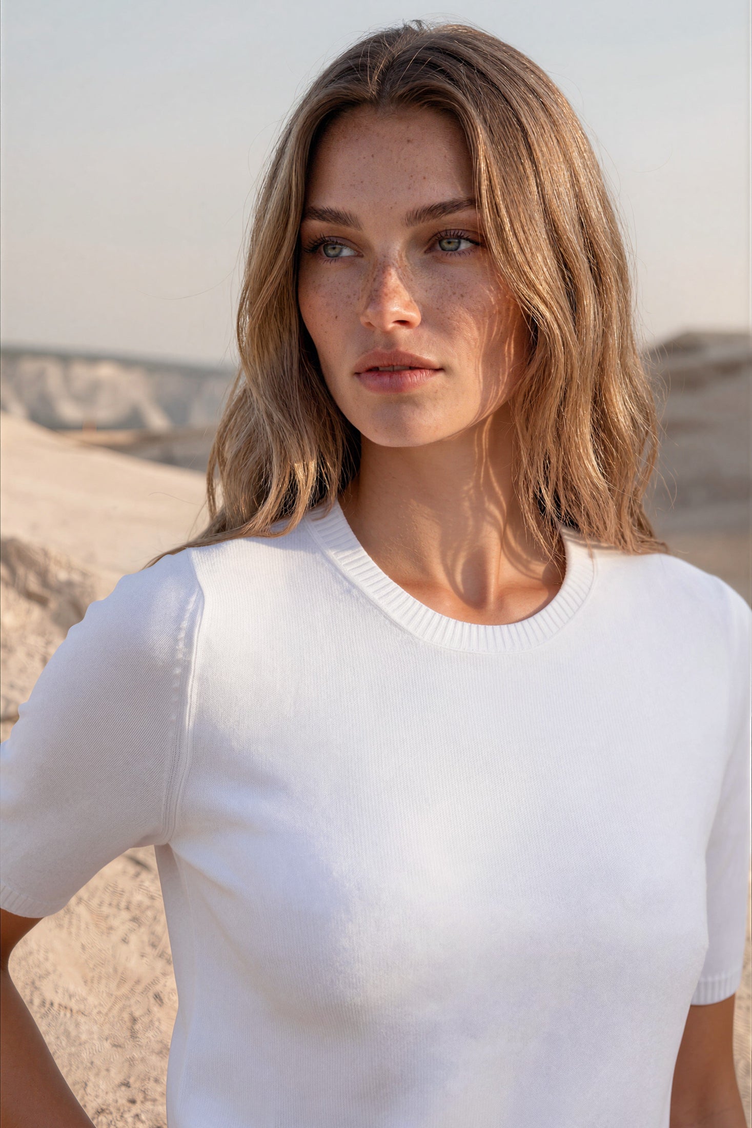 Pull Eve manches courtes laine & cachemire - Ecru-PULL FEMME-Curling-Paris