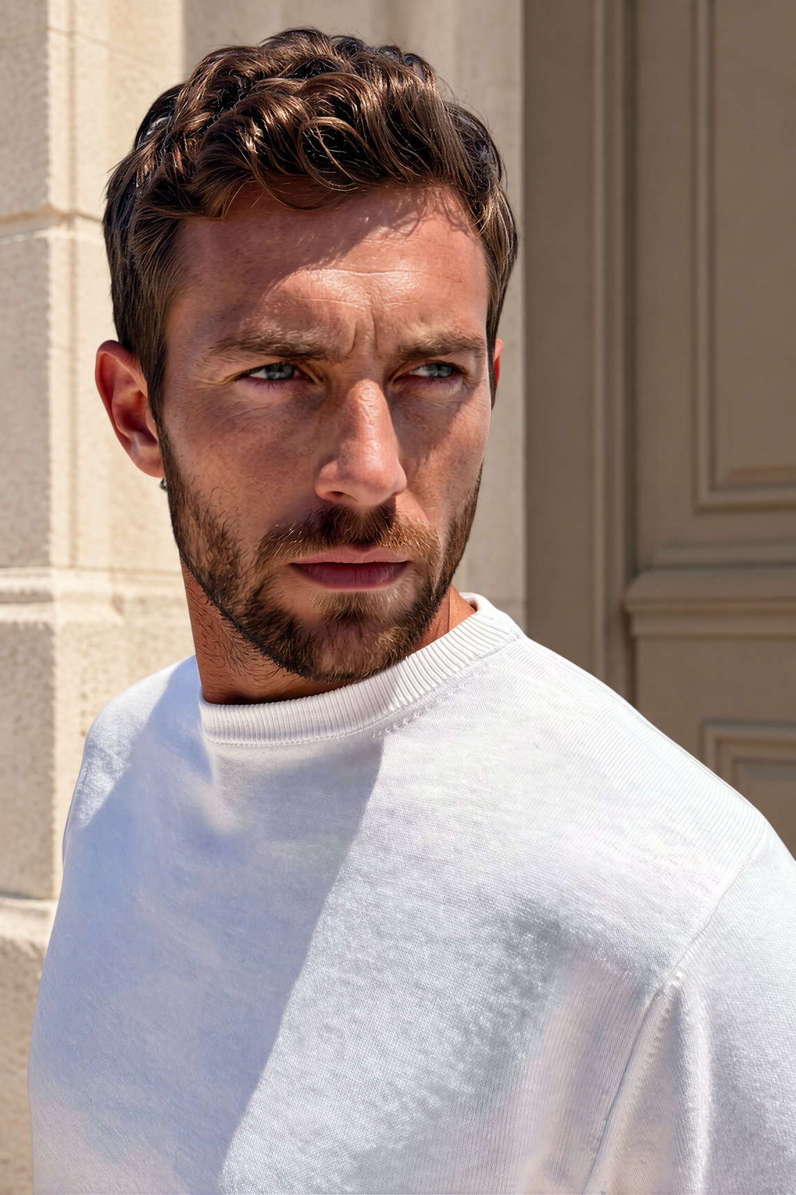 Pull Gege col rond en coton - Ecru-PULL HOMME-Curling-Paris