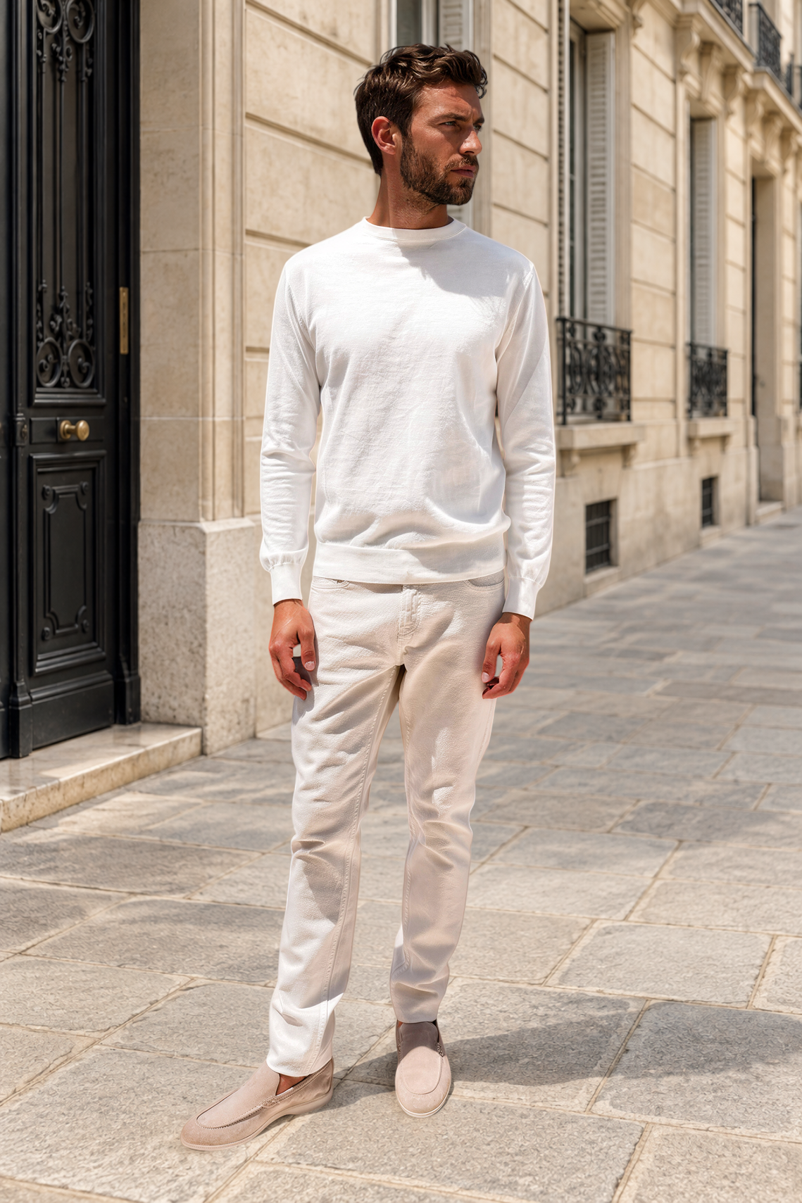 Pull Gege col rond en coton - Ecru-PULL HOMME-Curling-Paris