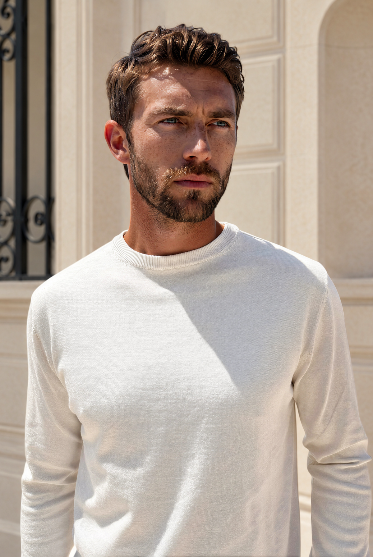 Pull Gege col rond en coton - Ecru-PULL HOMME-Curling-Paris