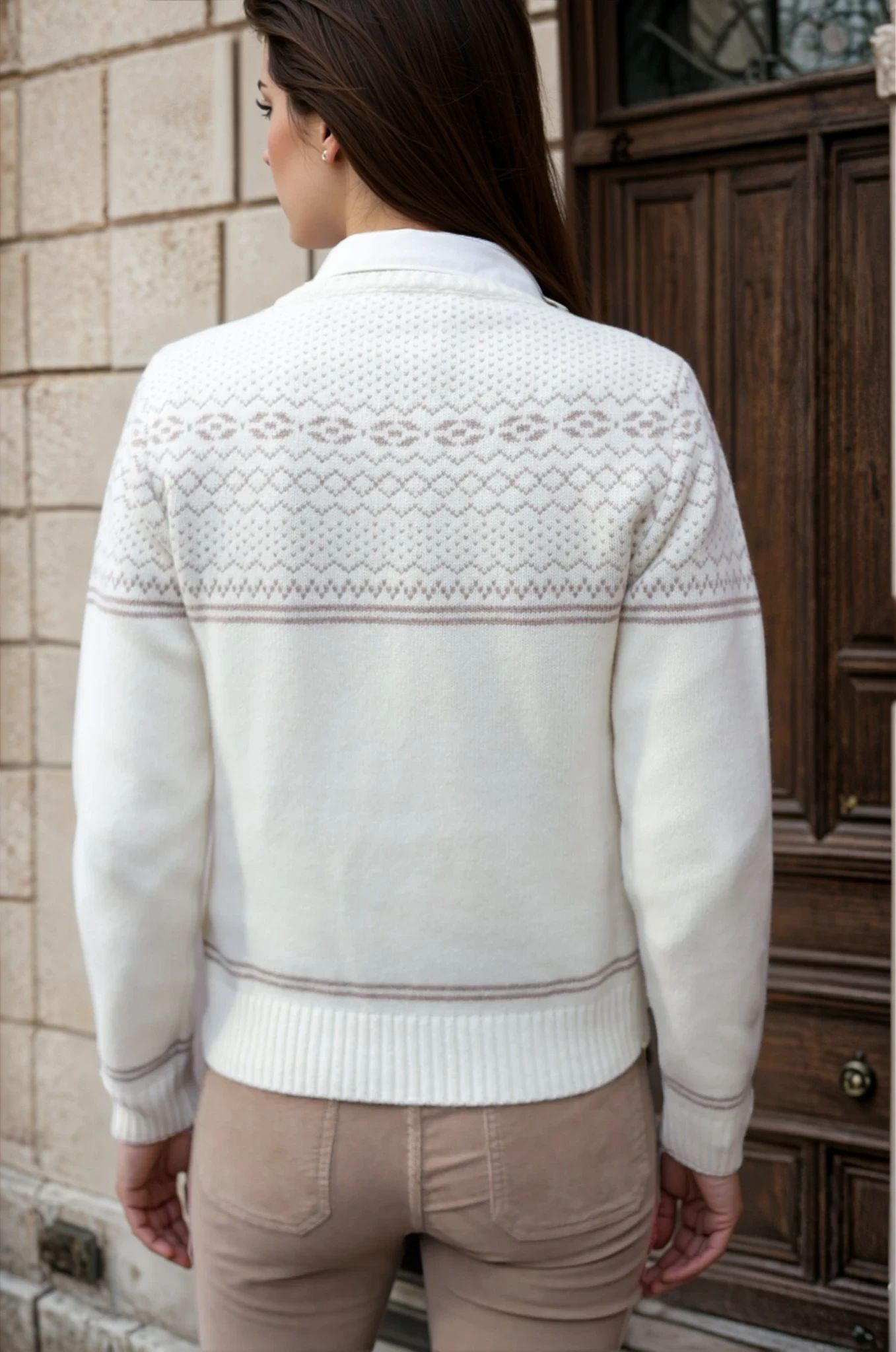 Pull Jacquard pure laine - Ecru-PULL FEMME-Curling-Paris