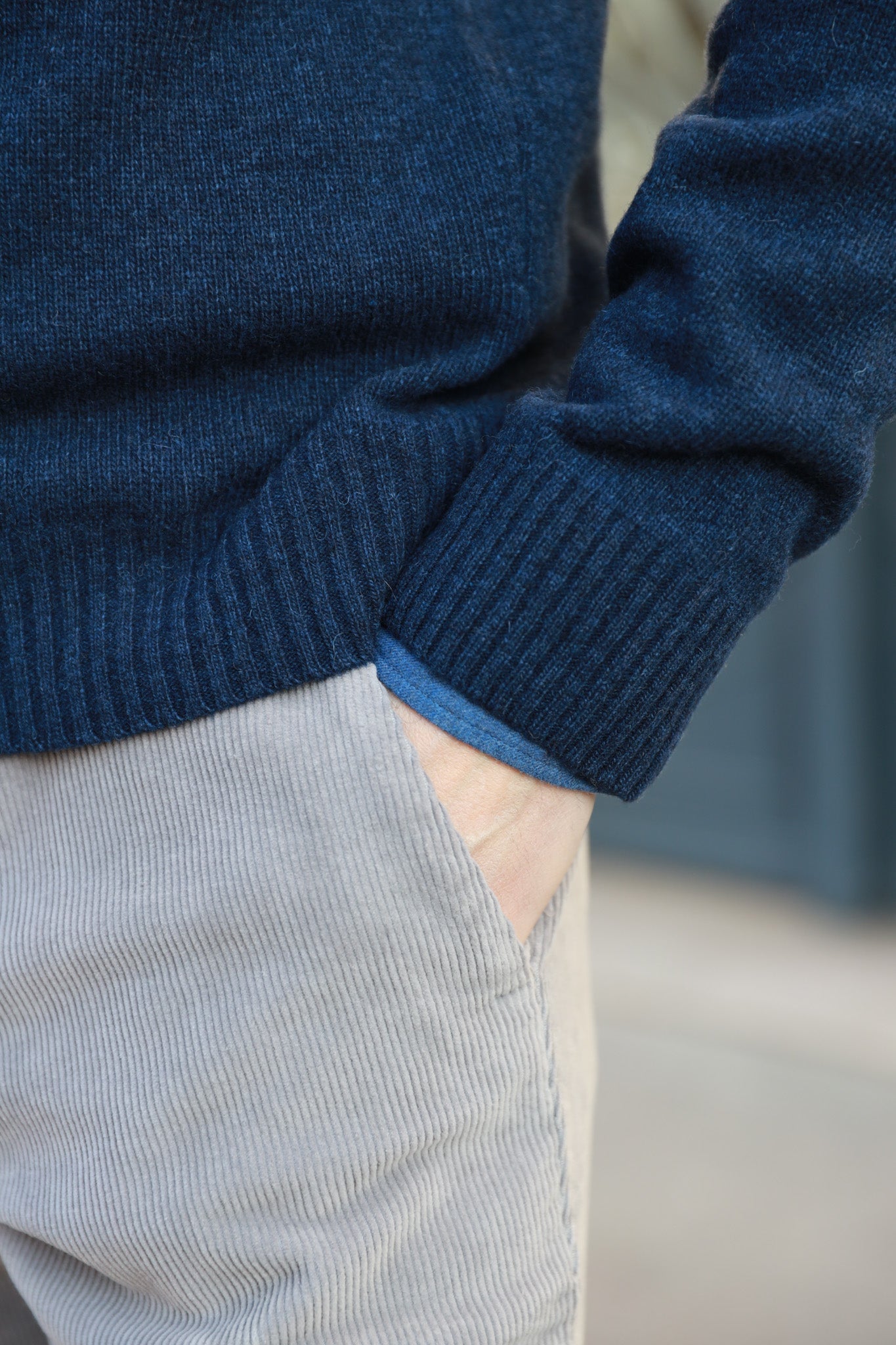 Pull Jude col zippé en laine d’agneau - Bleu-PULL HOMME-Curling-Paris