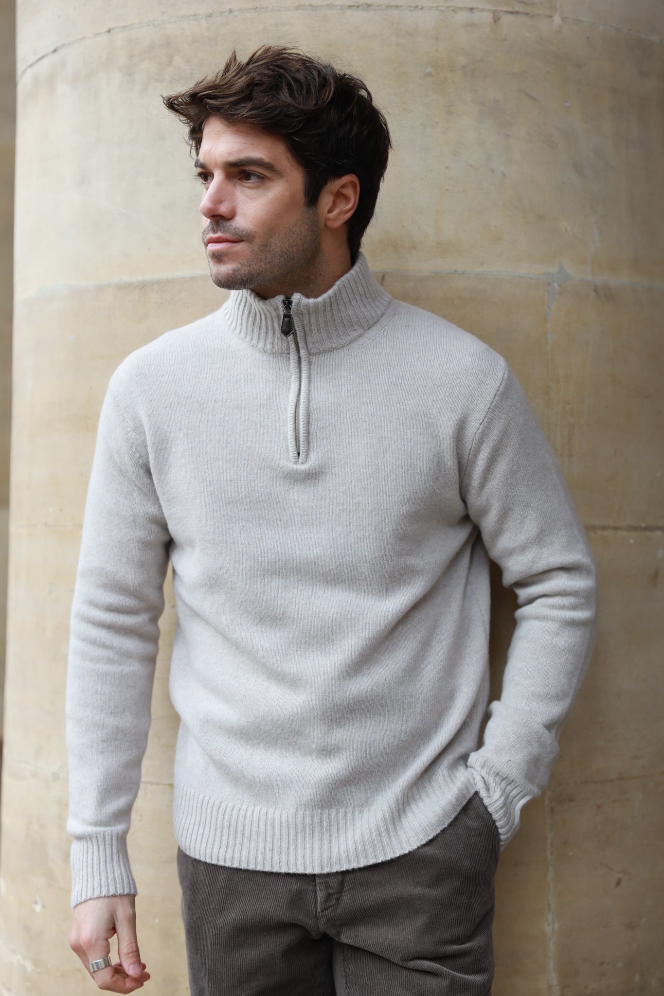 Pull Maxime en laine & cachemire - Beige-PULL HOMME-Curling-Paris