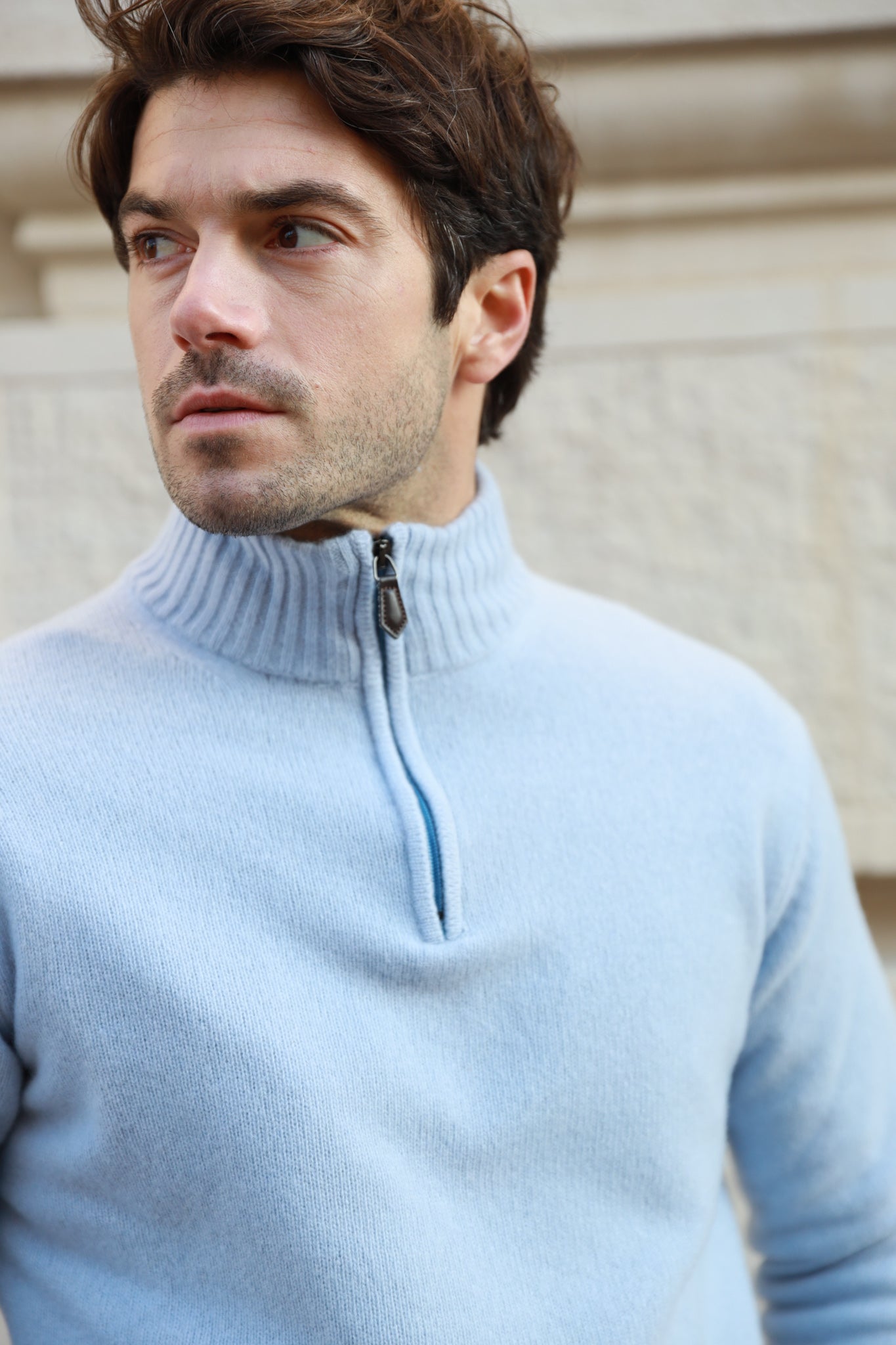 Pull Maxime en laine & cachemire - Ciel-PULL HOMME-Curling-Paris