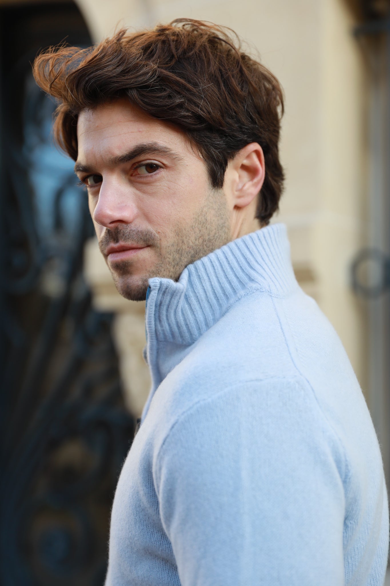 Pull Maxime en laine & cachemire - Ciel-PULL HOMME-Curling-Paris