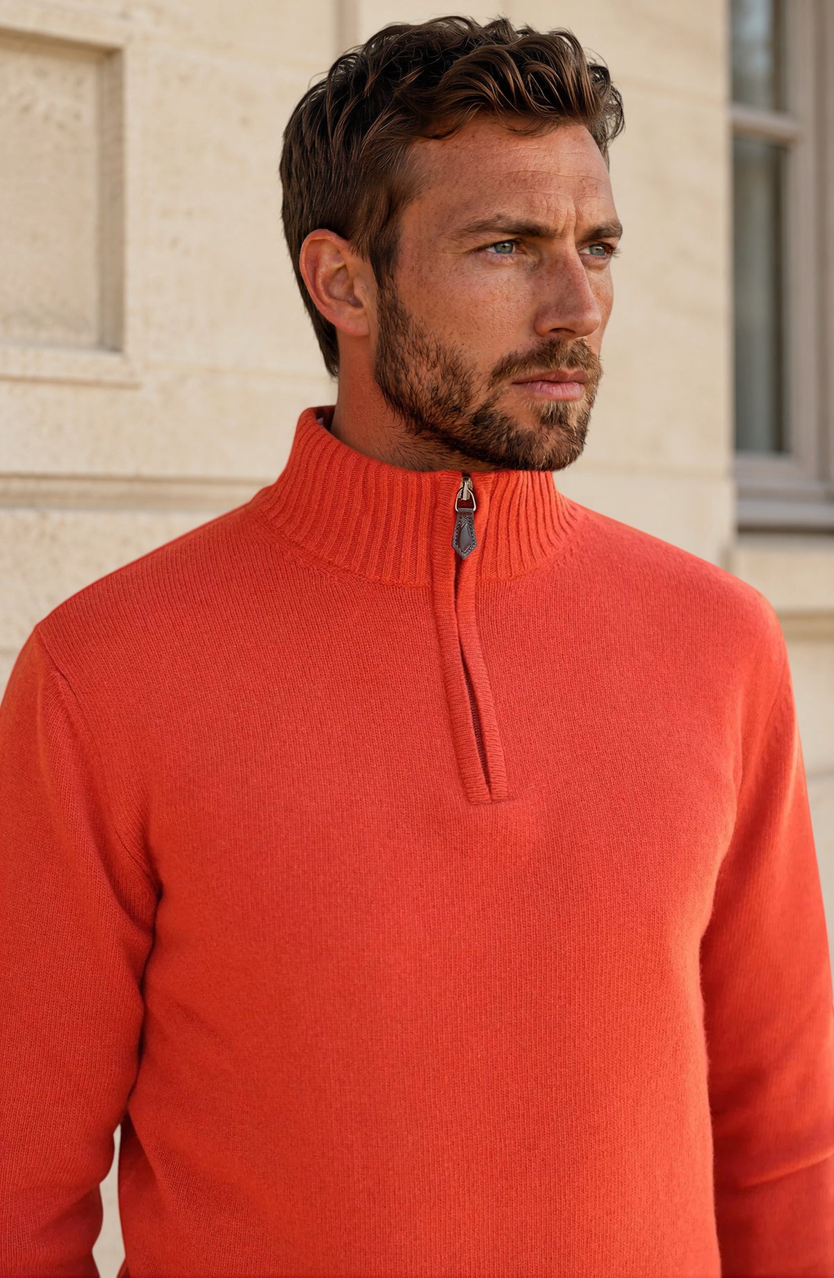 Pull Maxime en laine & cachemire - Corail-PULL HOMME-Curling-Paris
