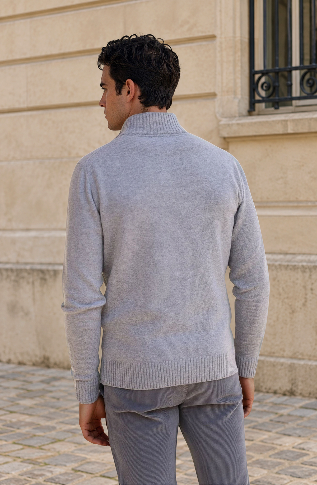 Pull Maxime en laine & cachemire - Gris Clair-PULL HOMME-Curling-Paris