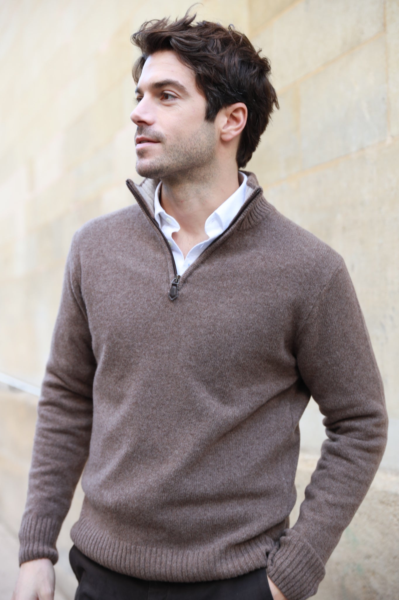 Pull Maxime en laine & cachemire - Marron-PULL HOMME-Curling-Paris