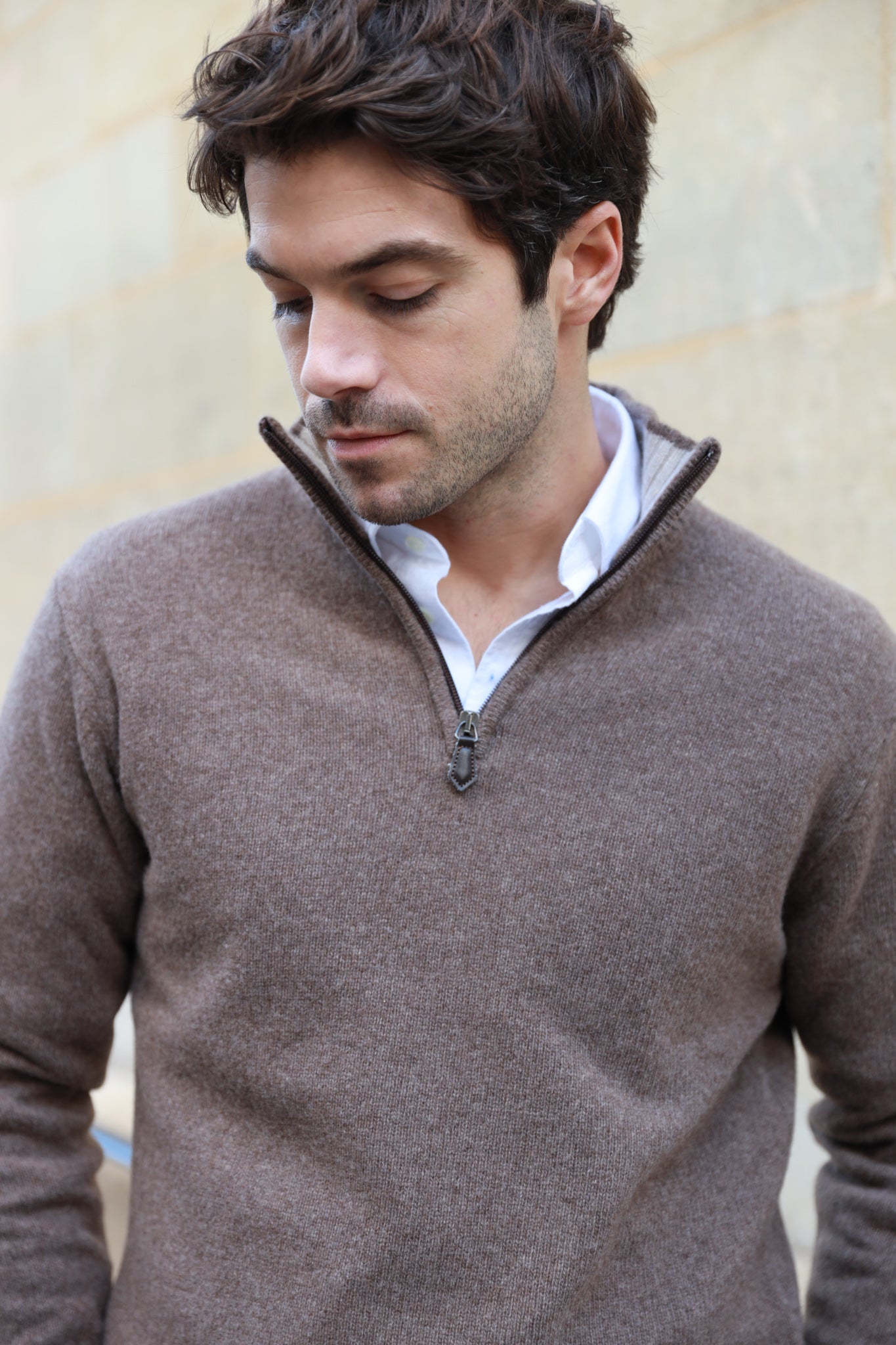 Pull Maxime en laine & cachemire - Marron-PULL HOMME-Curling-Paris