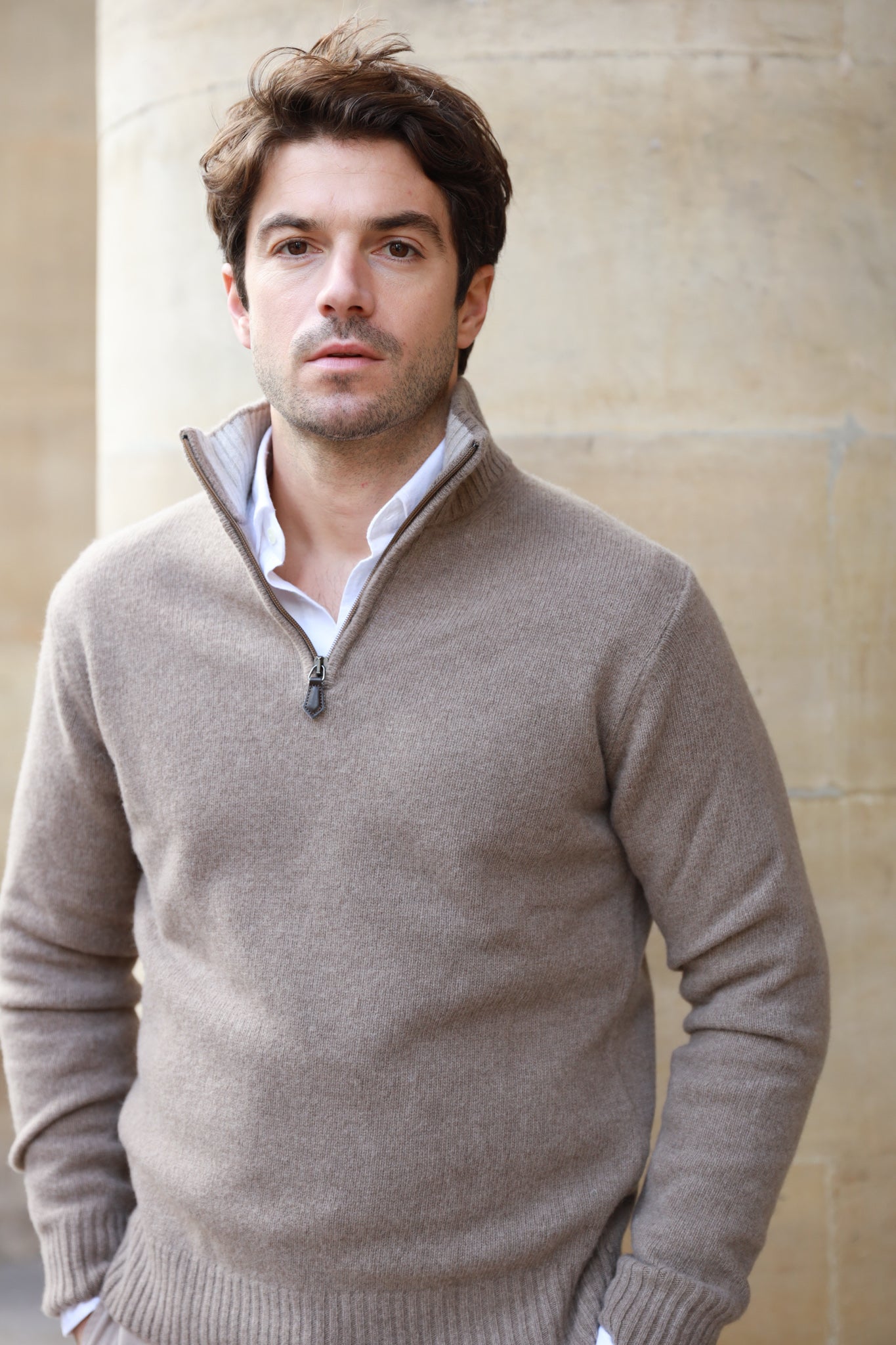 Pull Maxime en laine & cachemire - Mushroom-PULL HOMME-Curling-Paris