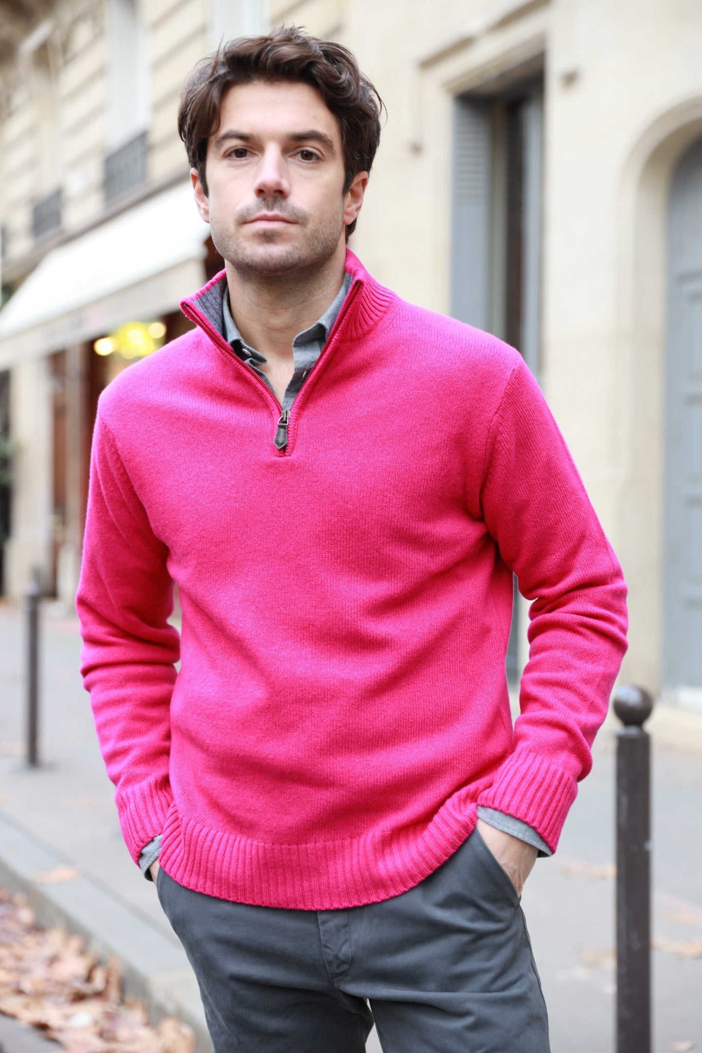 Pull Maxime en laine & cachemire - Rose-PULL HOMME-Curling-Paris
